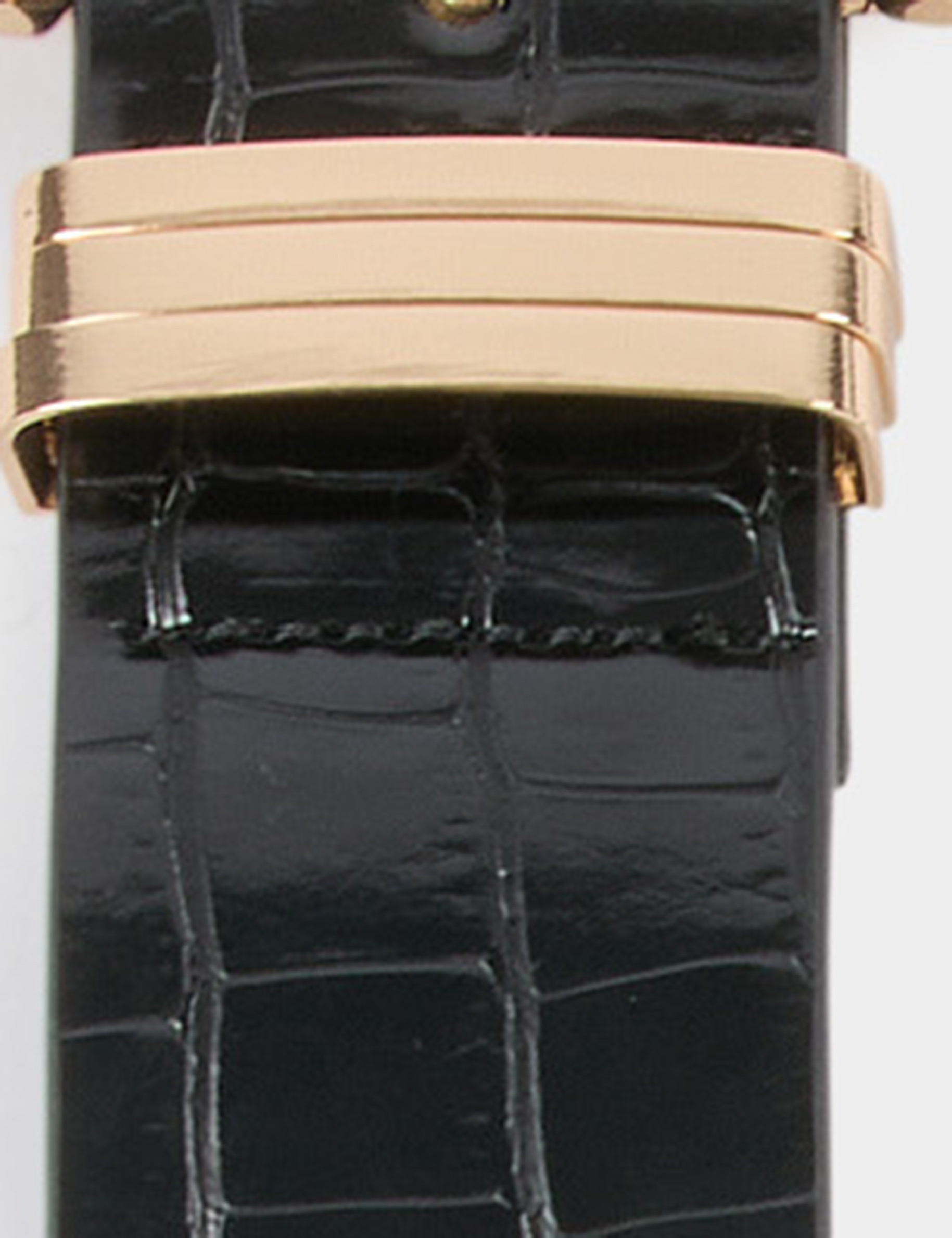slim crocodile effect belt black women null