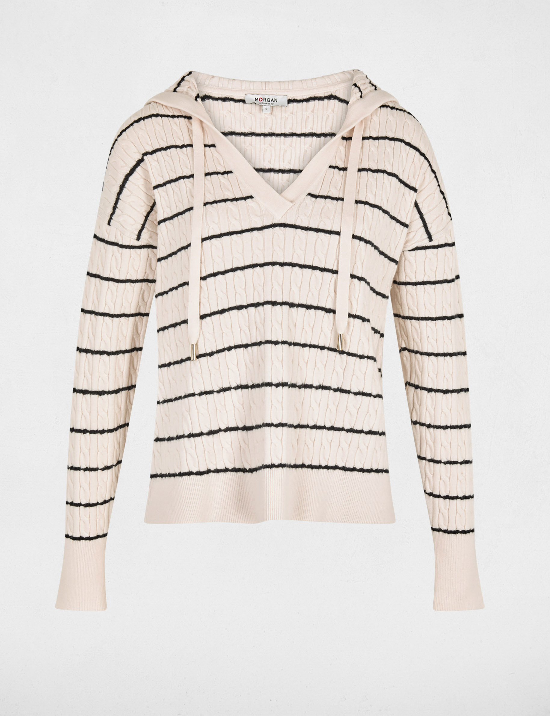 Striped hoodie sweater white women