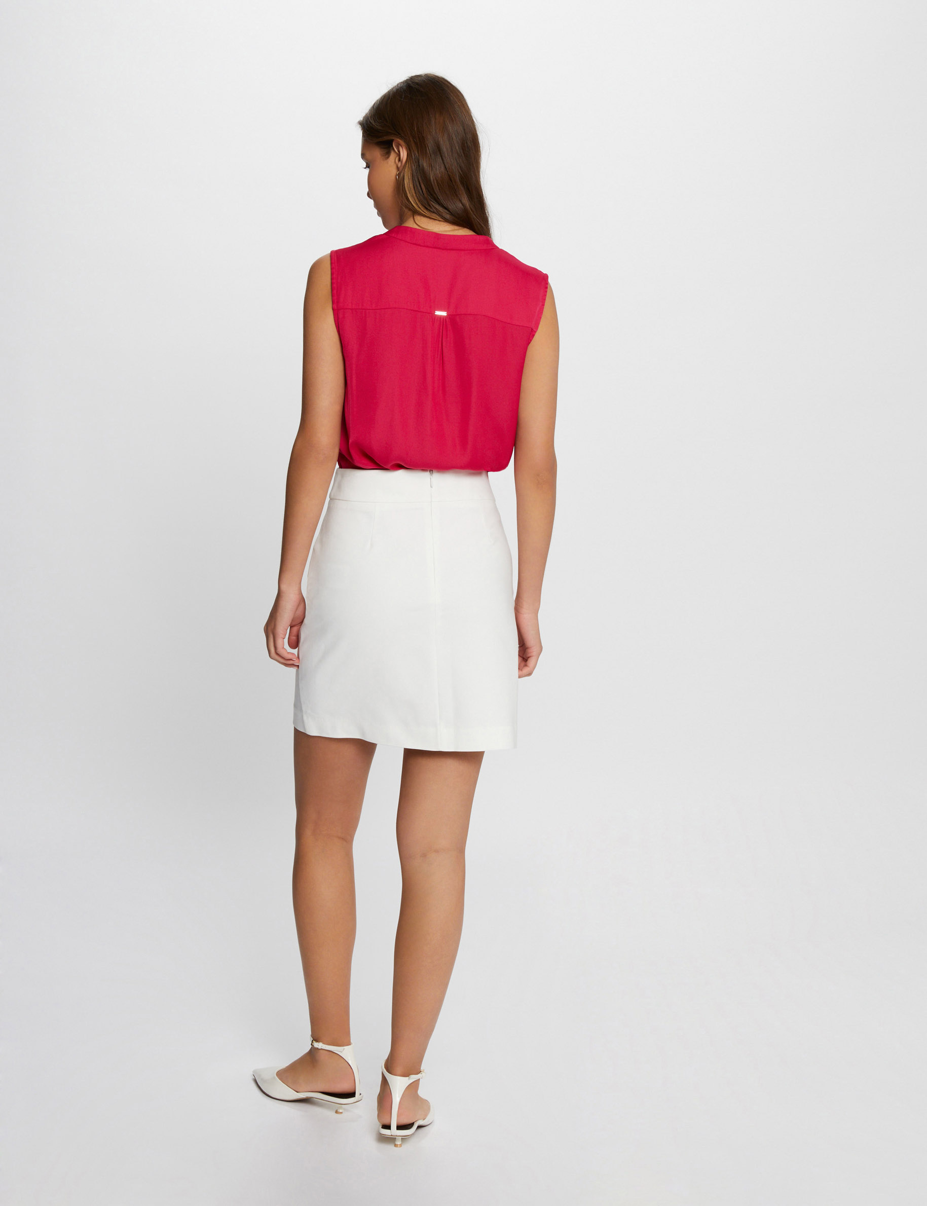 Mini skirt with buttons ivory women