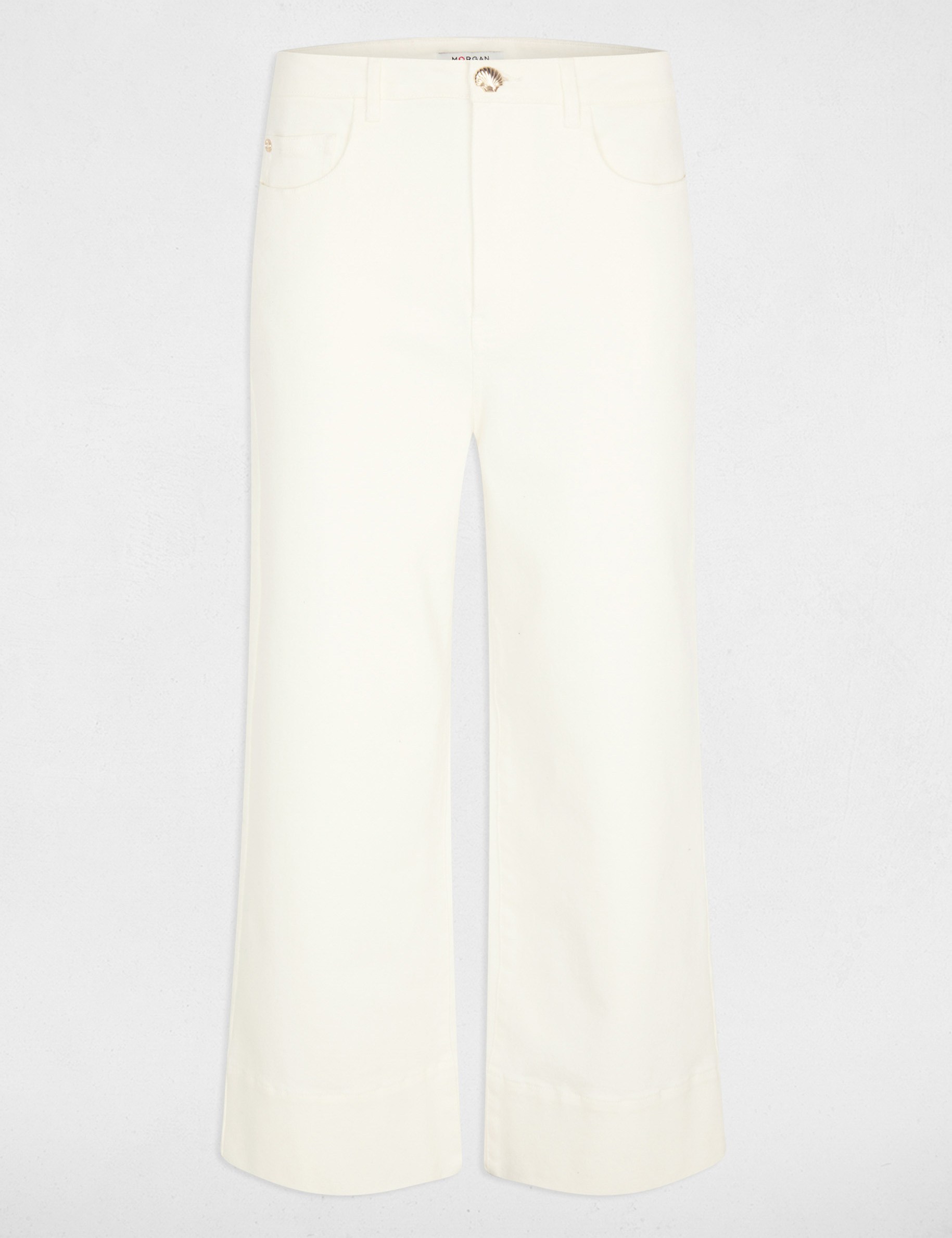 Wide-leg high-waisted cropped trousers white women