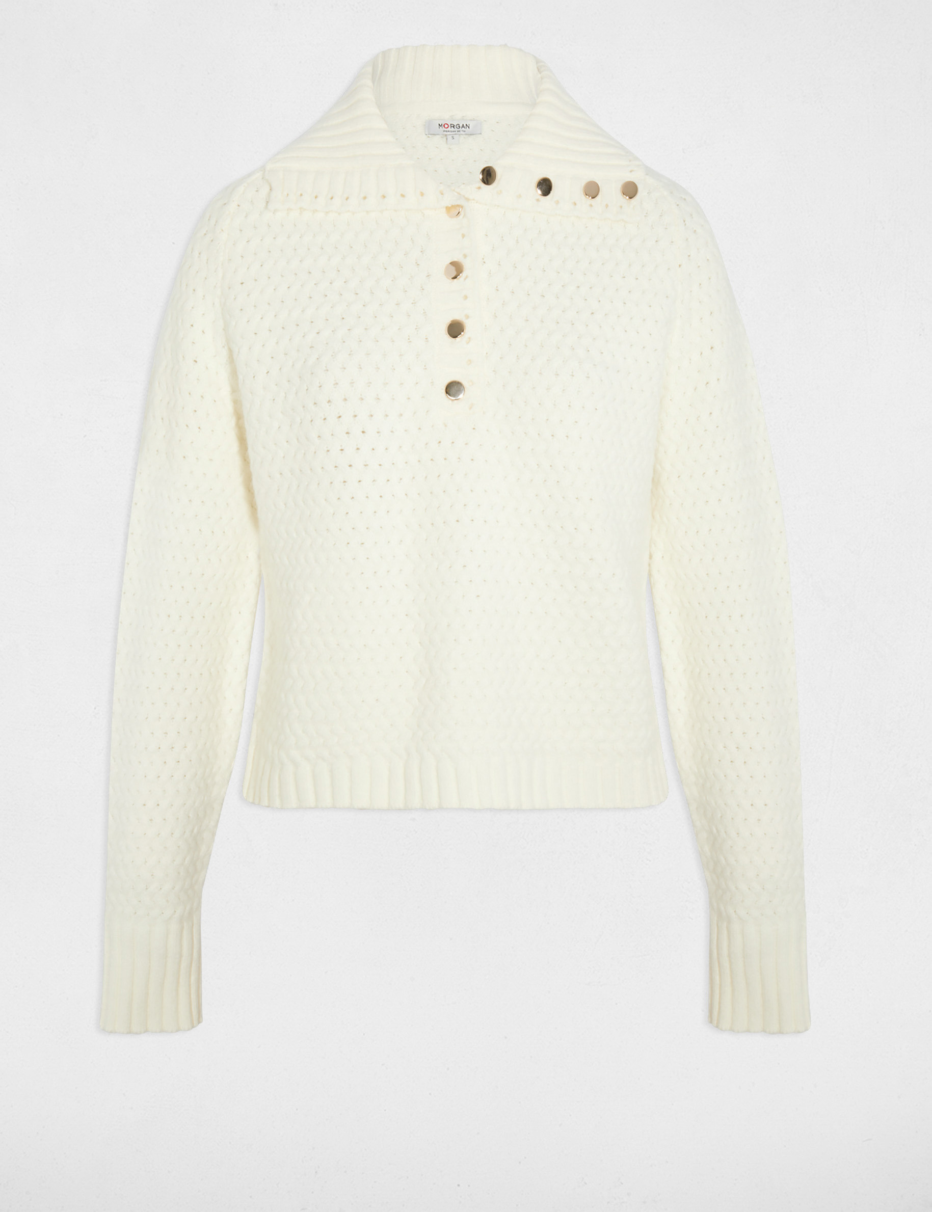 sweater with a folded collar white women Sweater with a folded collar white women