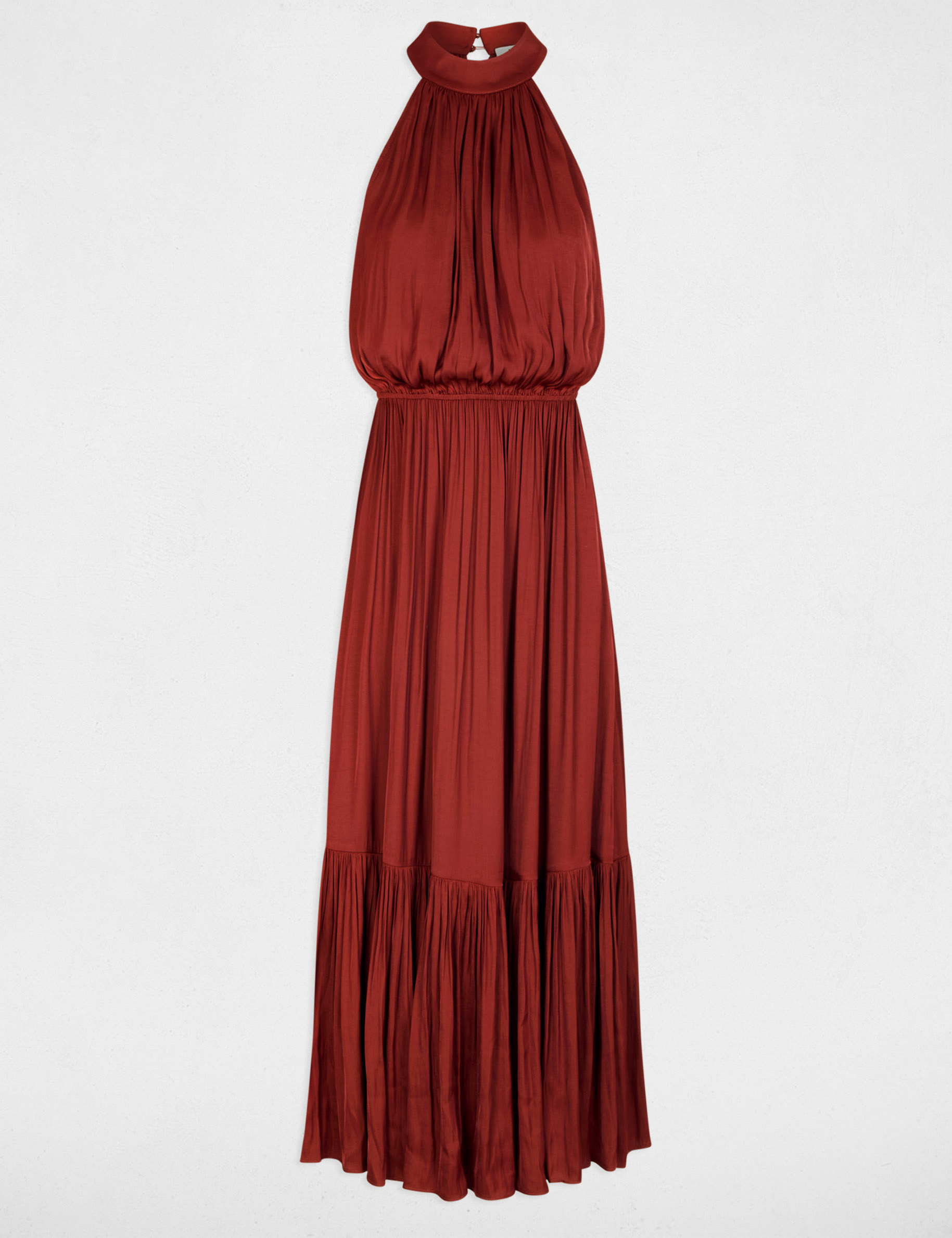 Maxi loose A-line dress cognac brown women