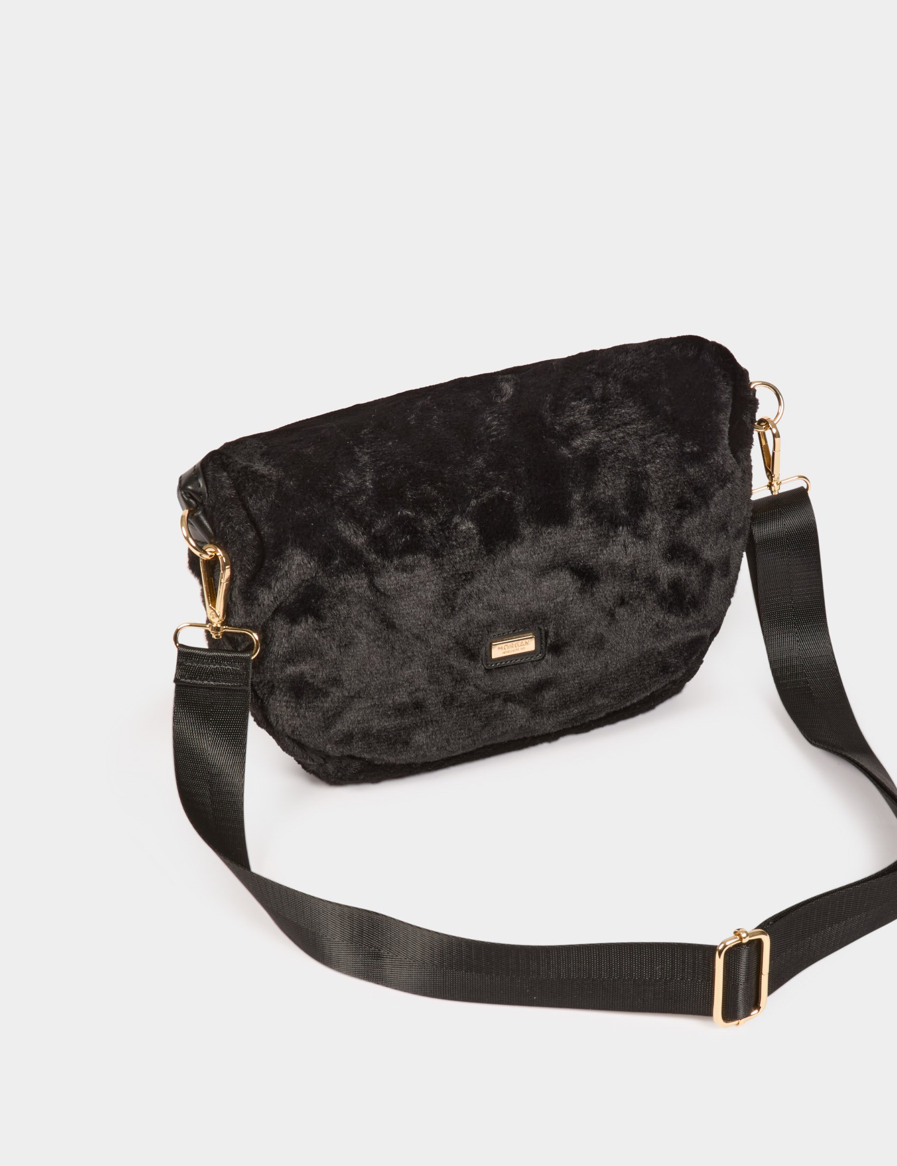 Faux fur bum bag black women