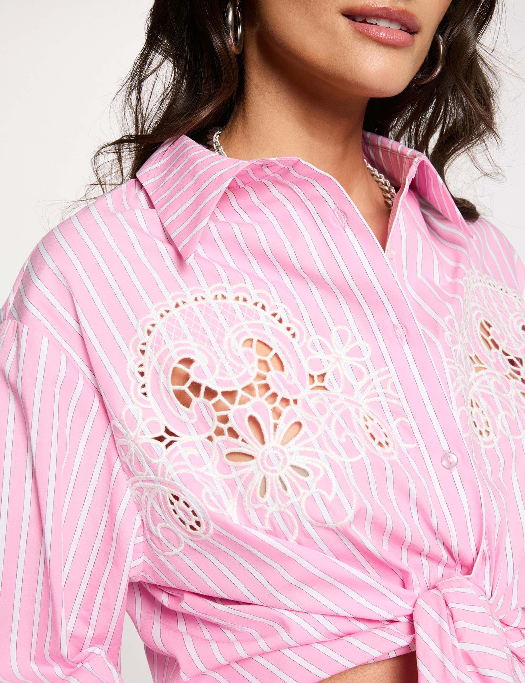 Oversized striped shirt pink women