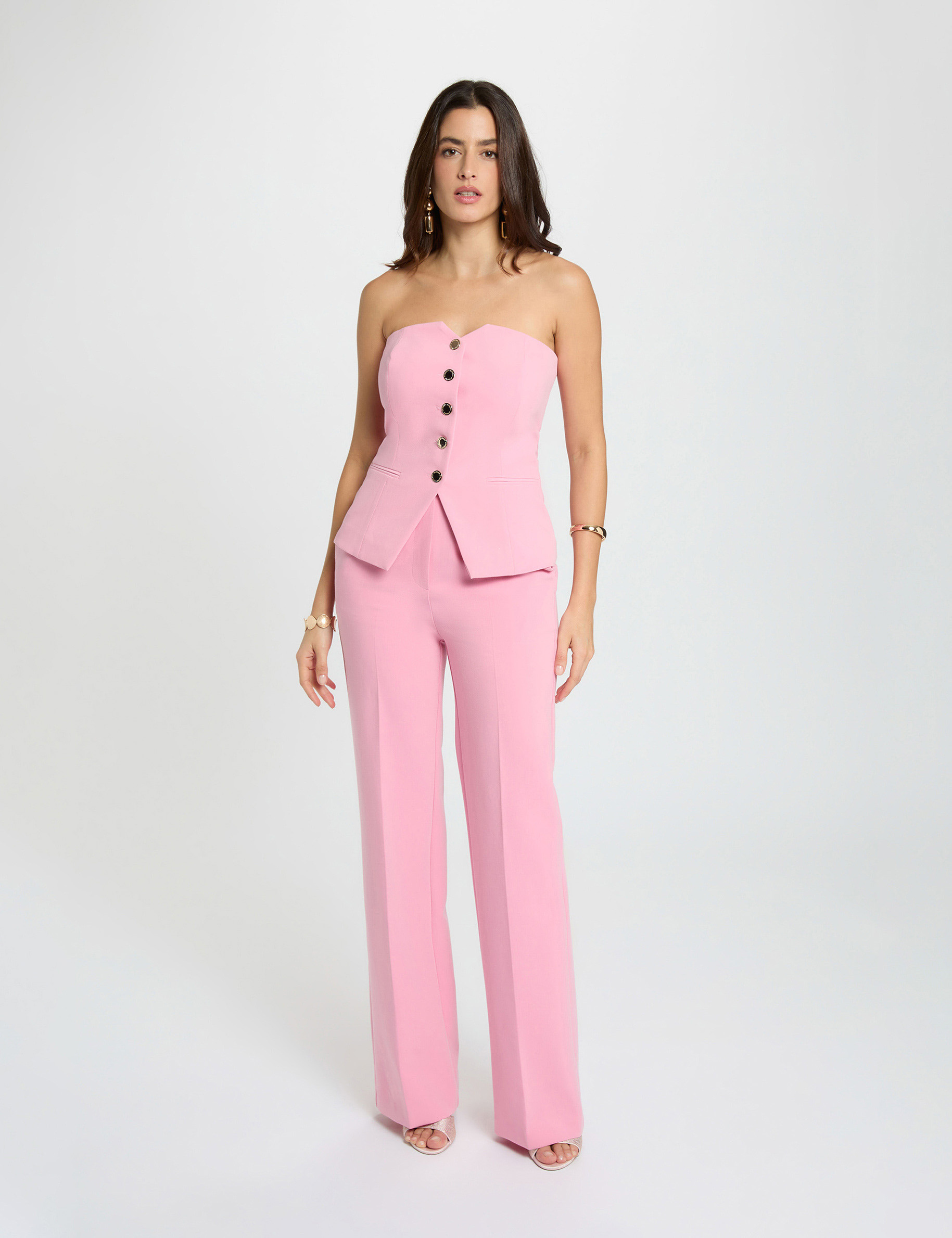 Fitted sleeveless bustier light pink women