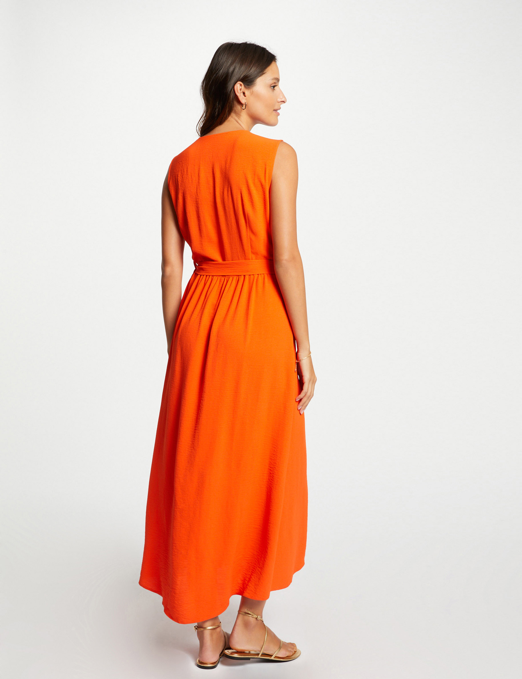 Maxi sleeveless wrap dress orange ladies'