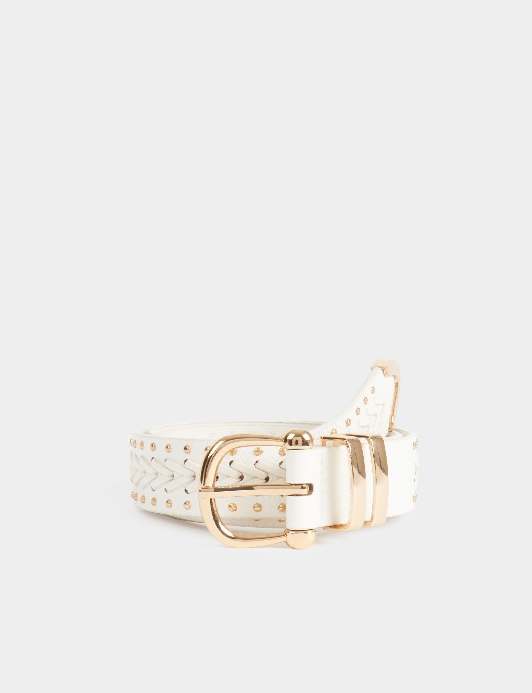belt croc effect and studs white women Belt croc effect and studs white women