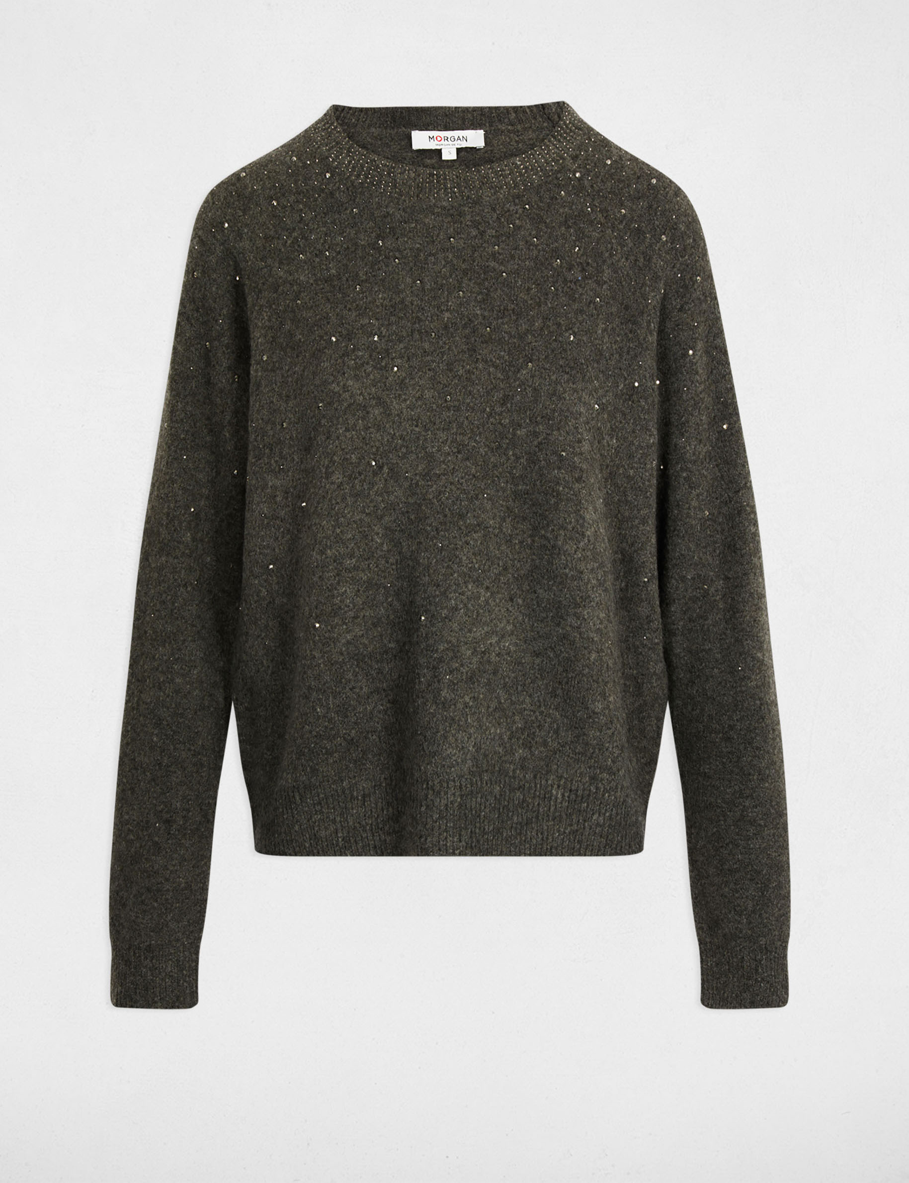 fitted sweater with rhinestones dark grey women Fitted sweater with rhinestones dark grey women