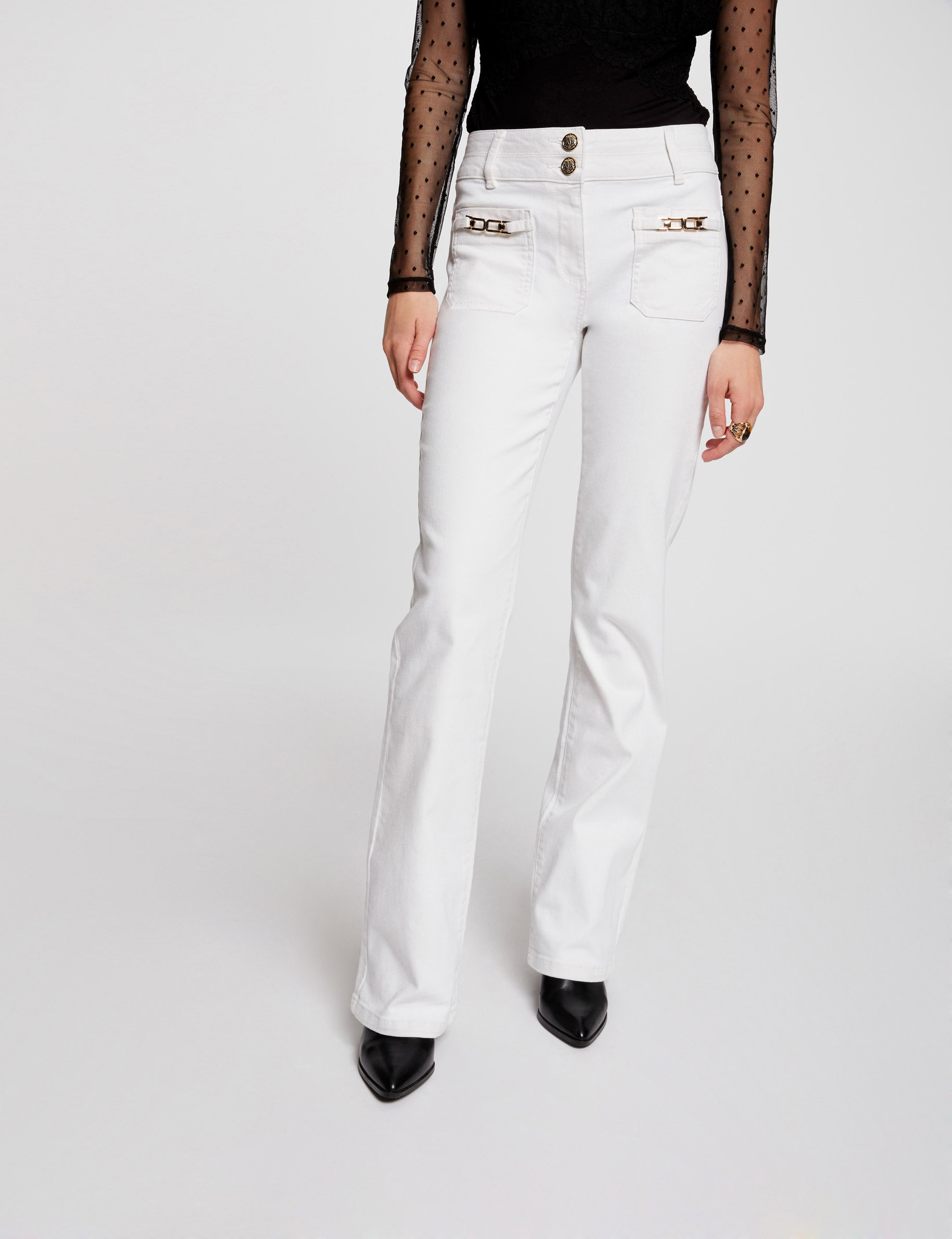 bootcut jeans with ornaments ivory women Bootcut jeans with ornaments ivory women