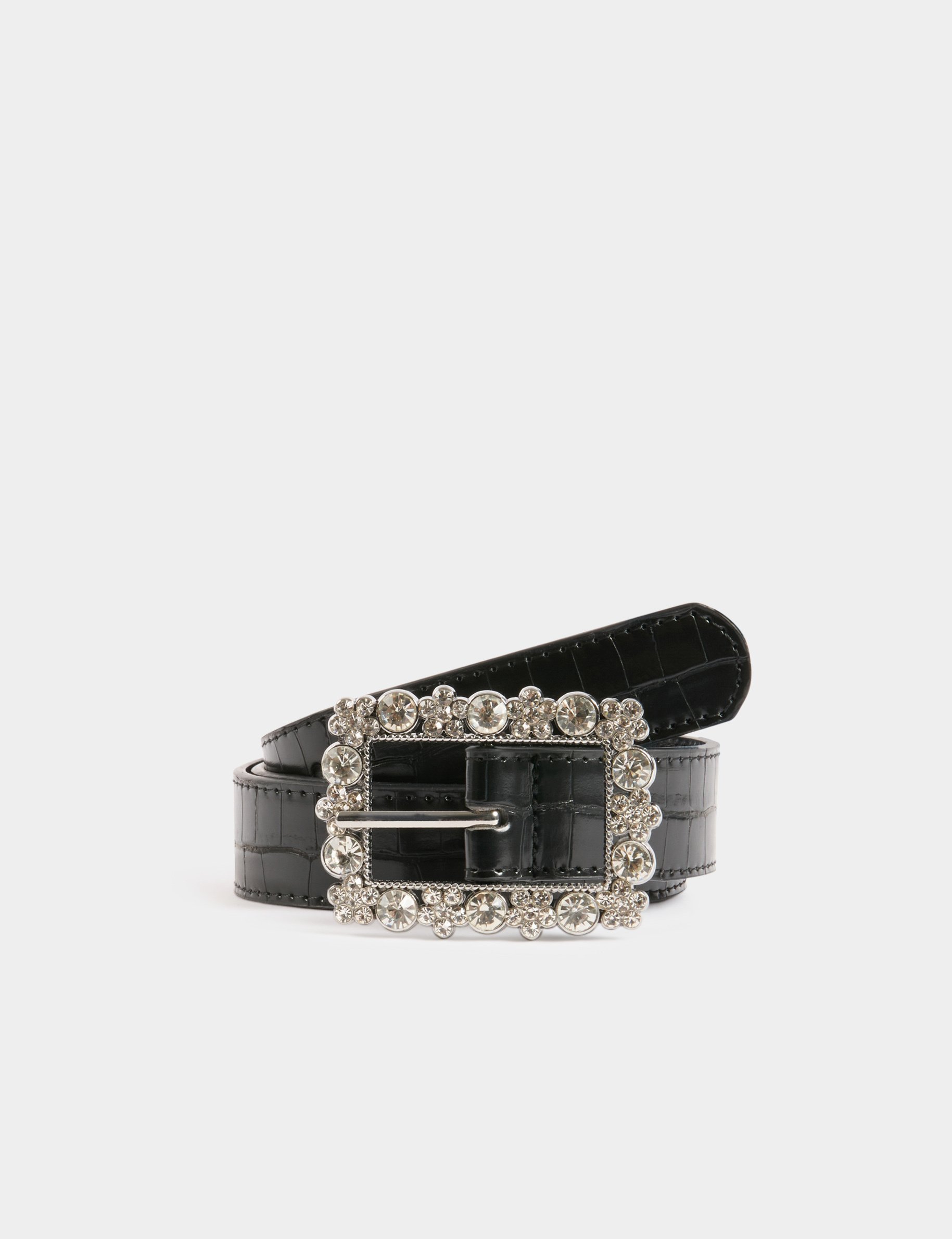 Croc belt with rhinestones black women
