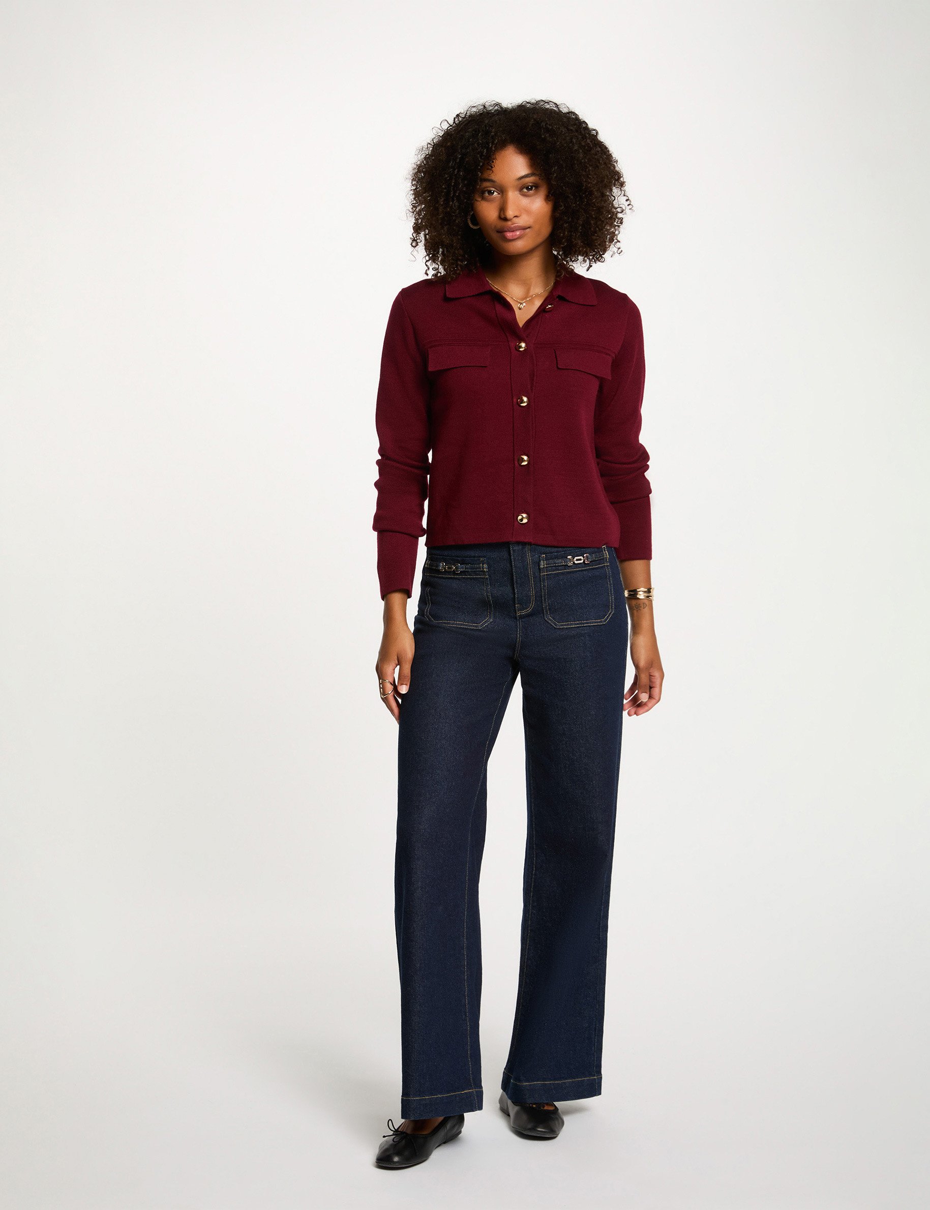 Long-sleeved cardigan burgundy women