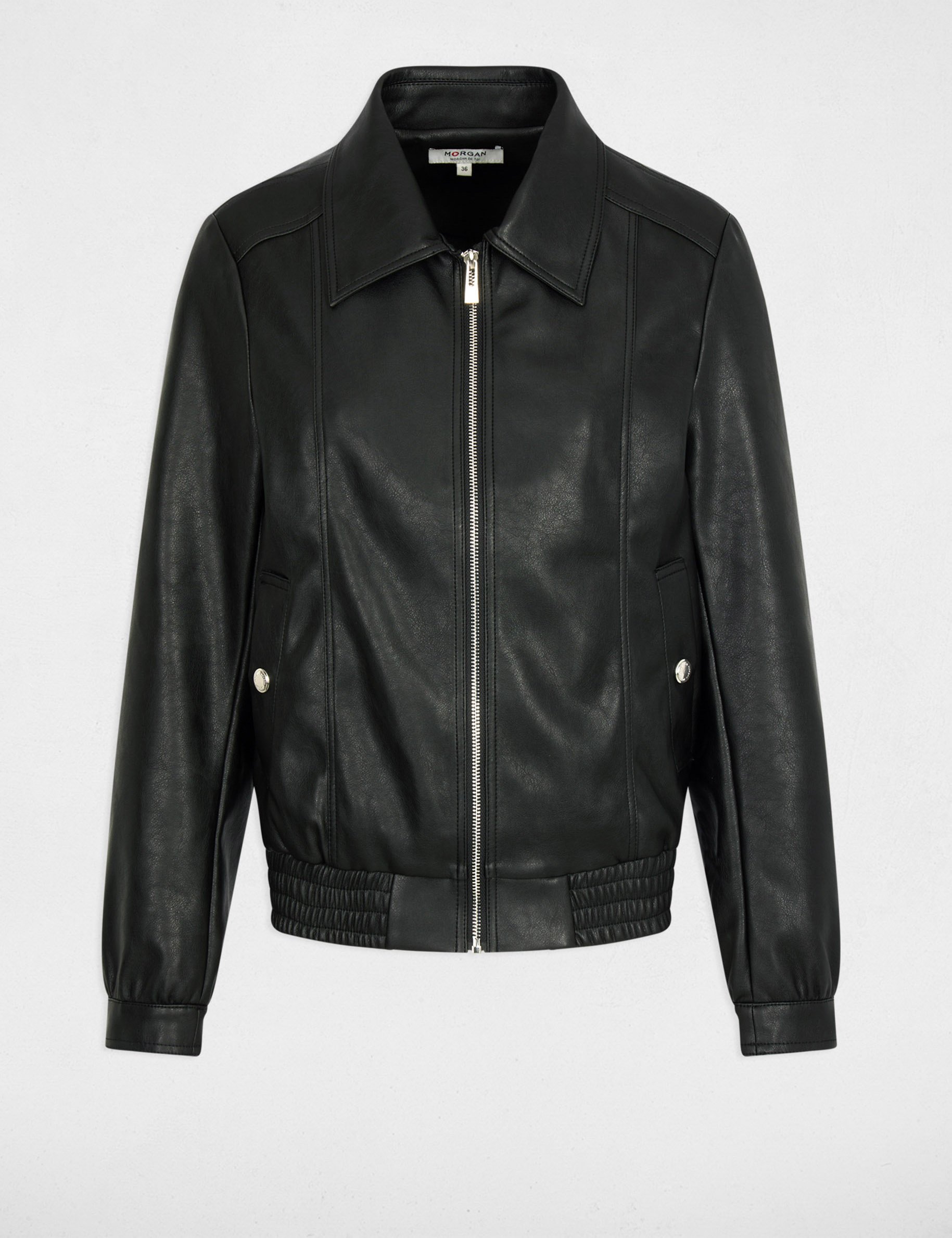 Oversized faux leather jacket black women