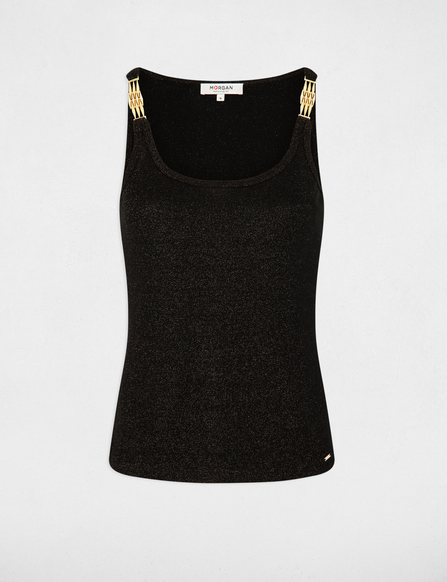 Vest top with thin straps black ladies'