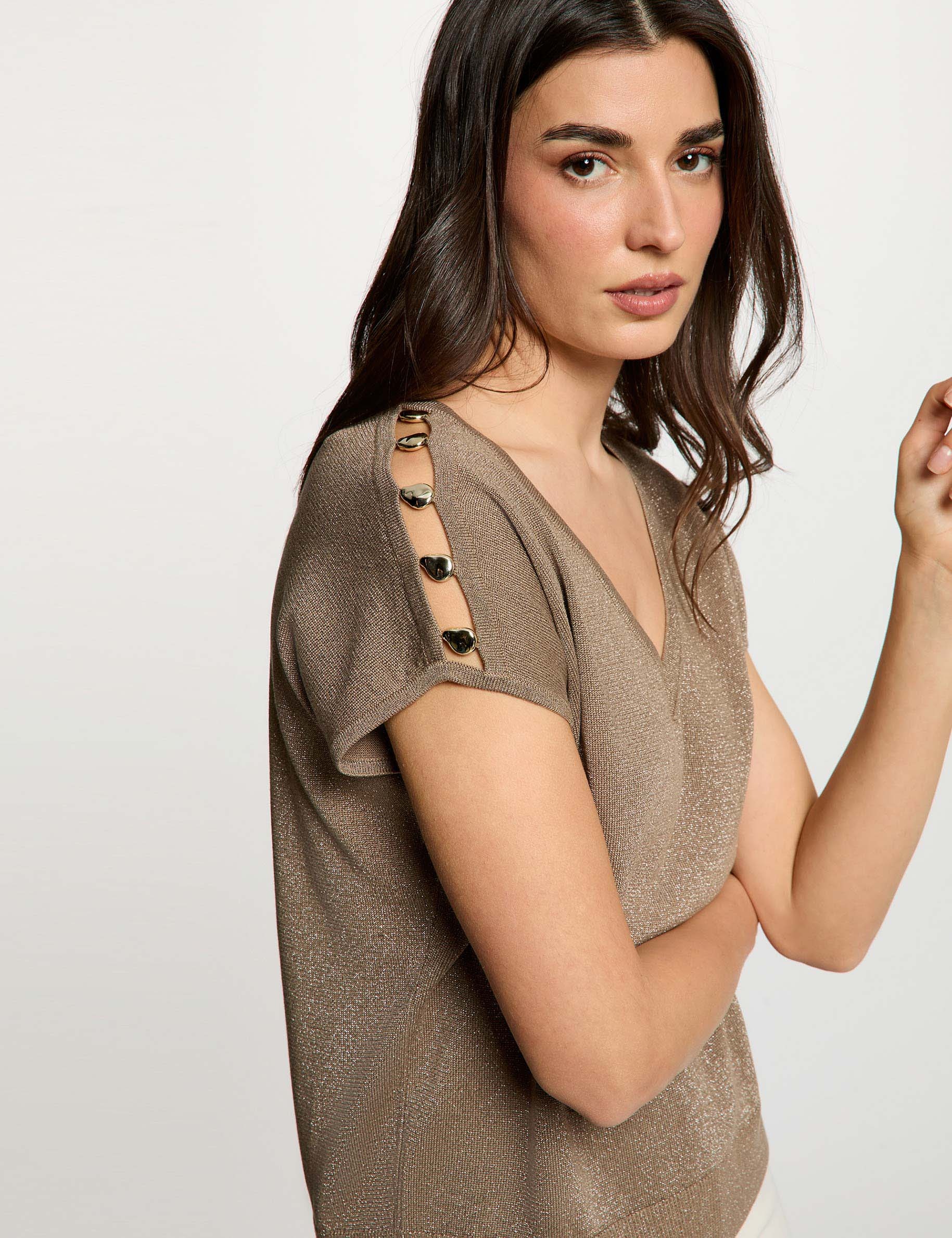 Oversized V-neck sweater taupe women