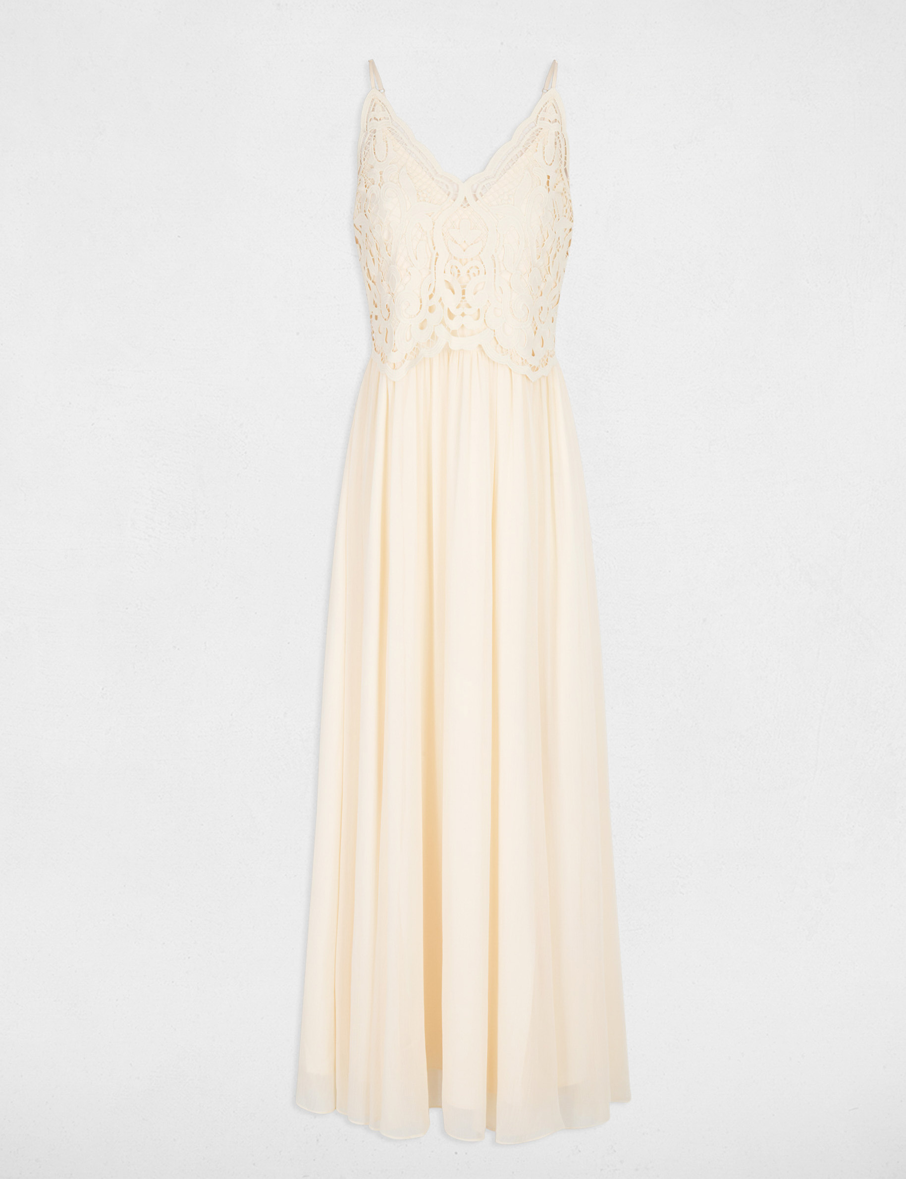 Long lace dress cream women