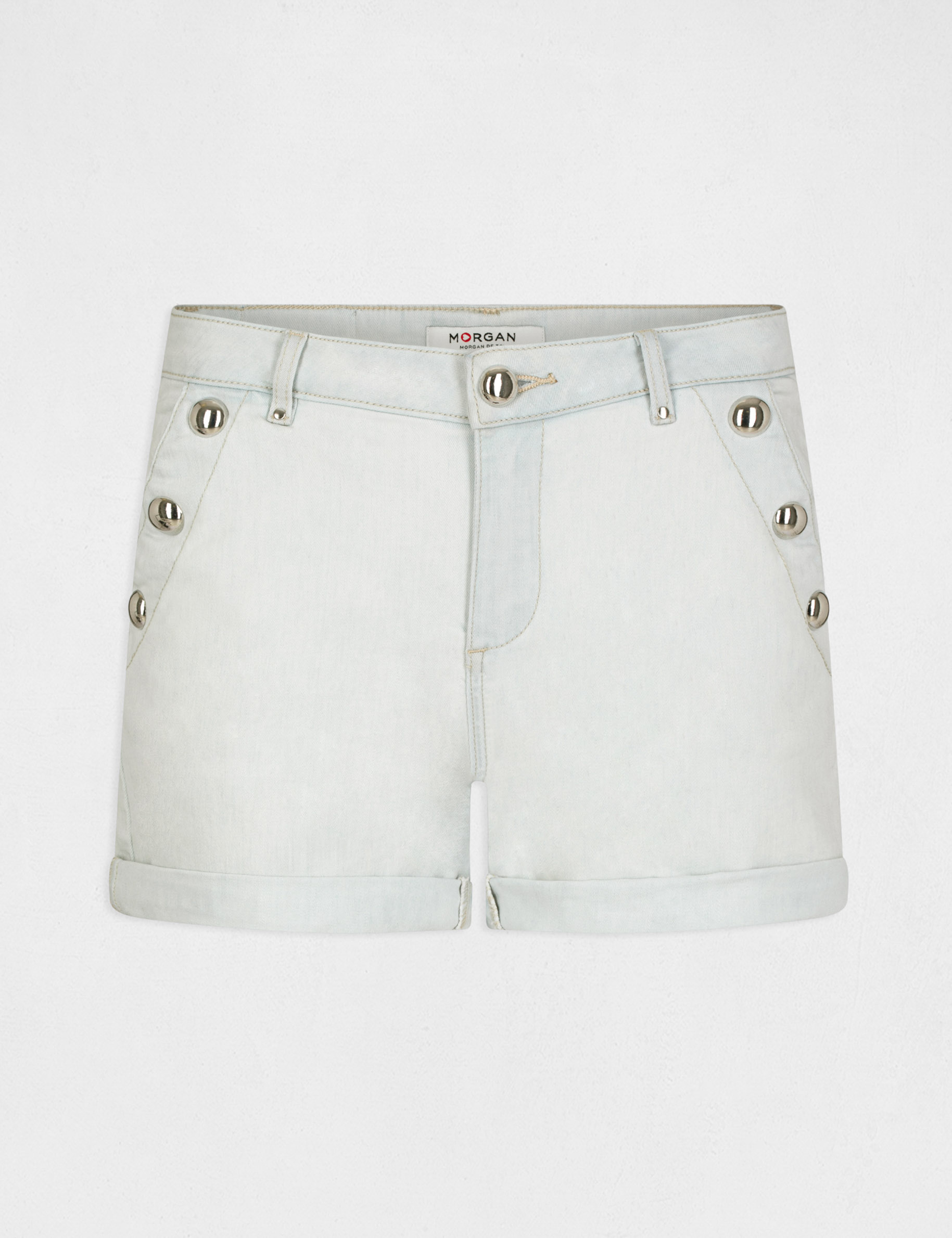 Slim denim shorts with sailor¿s effect jean bleached ladies' Slim denim shorts with sailor¿s effect jean bleached ladies'