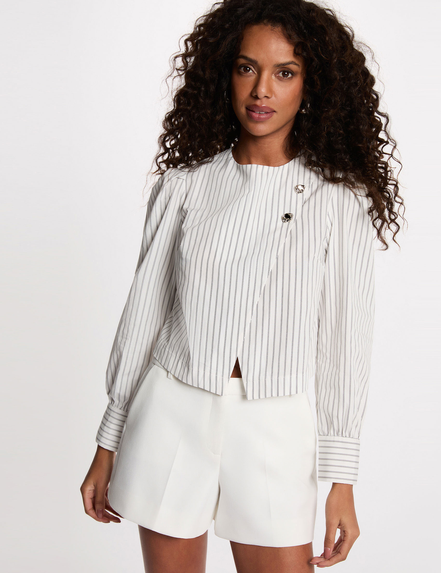 Striped wrap blouse white women