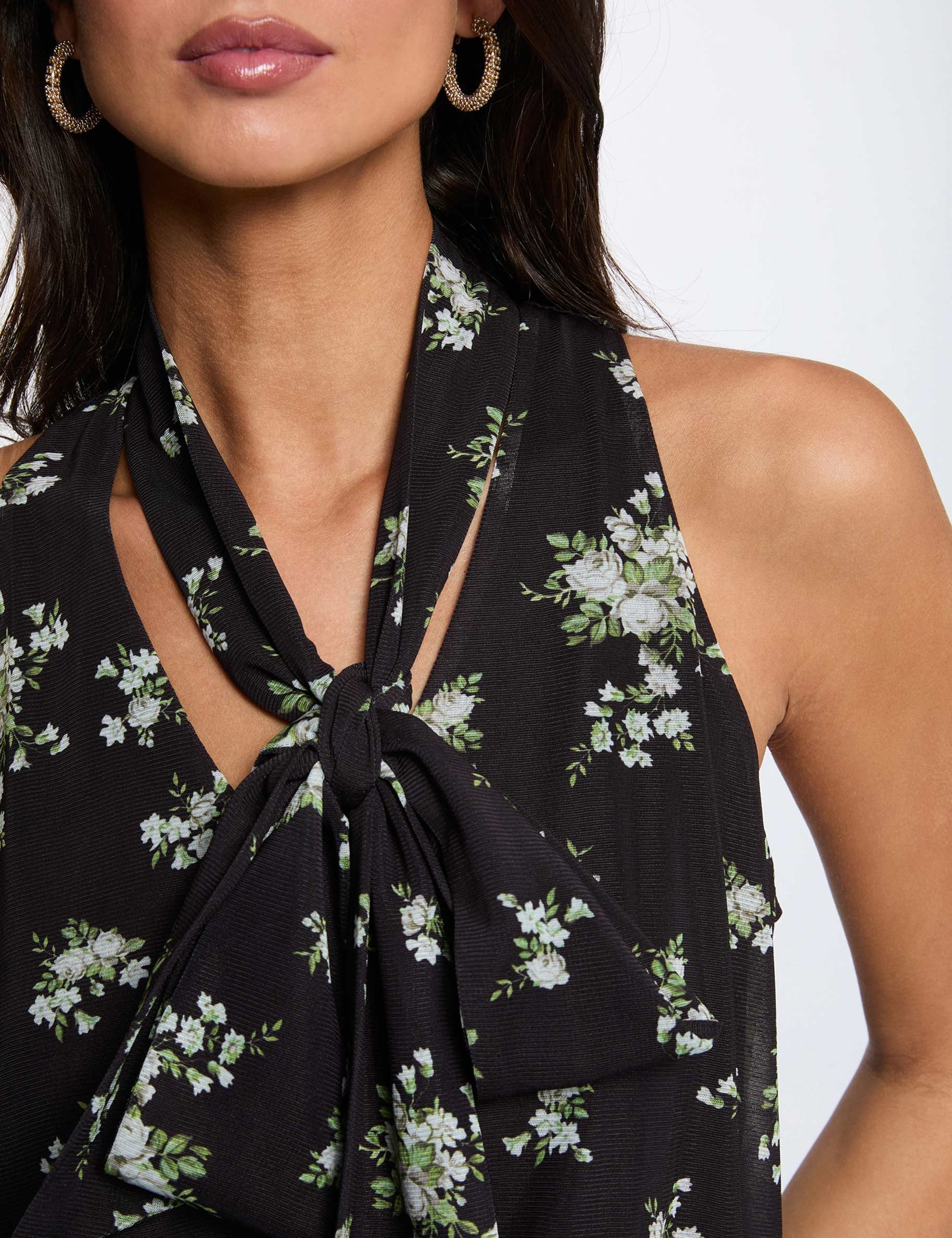 Sleeveless top with tie neck multicolor women