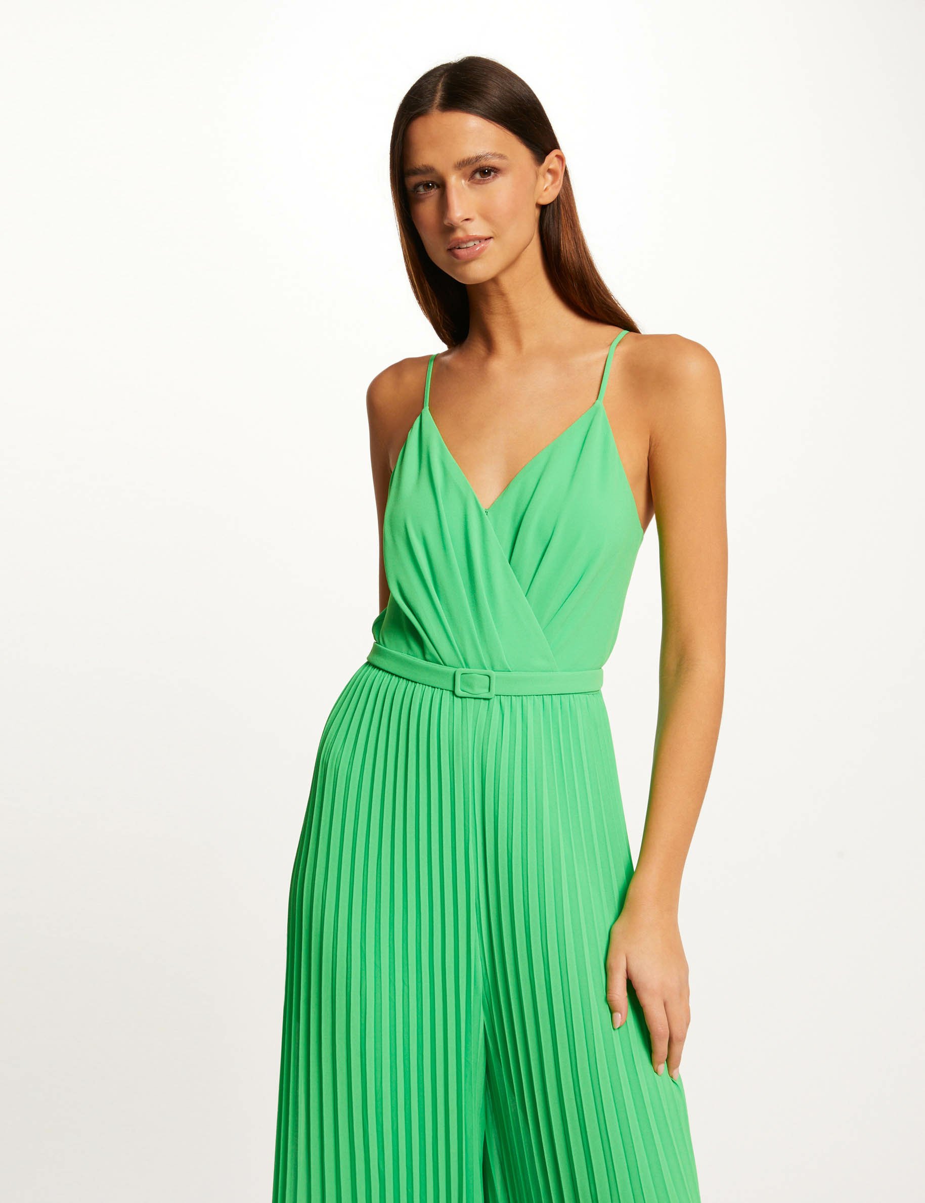 Green cheap pleated jumpsuit