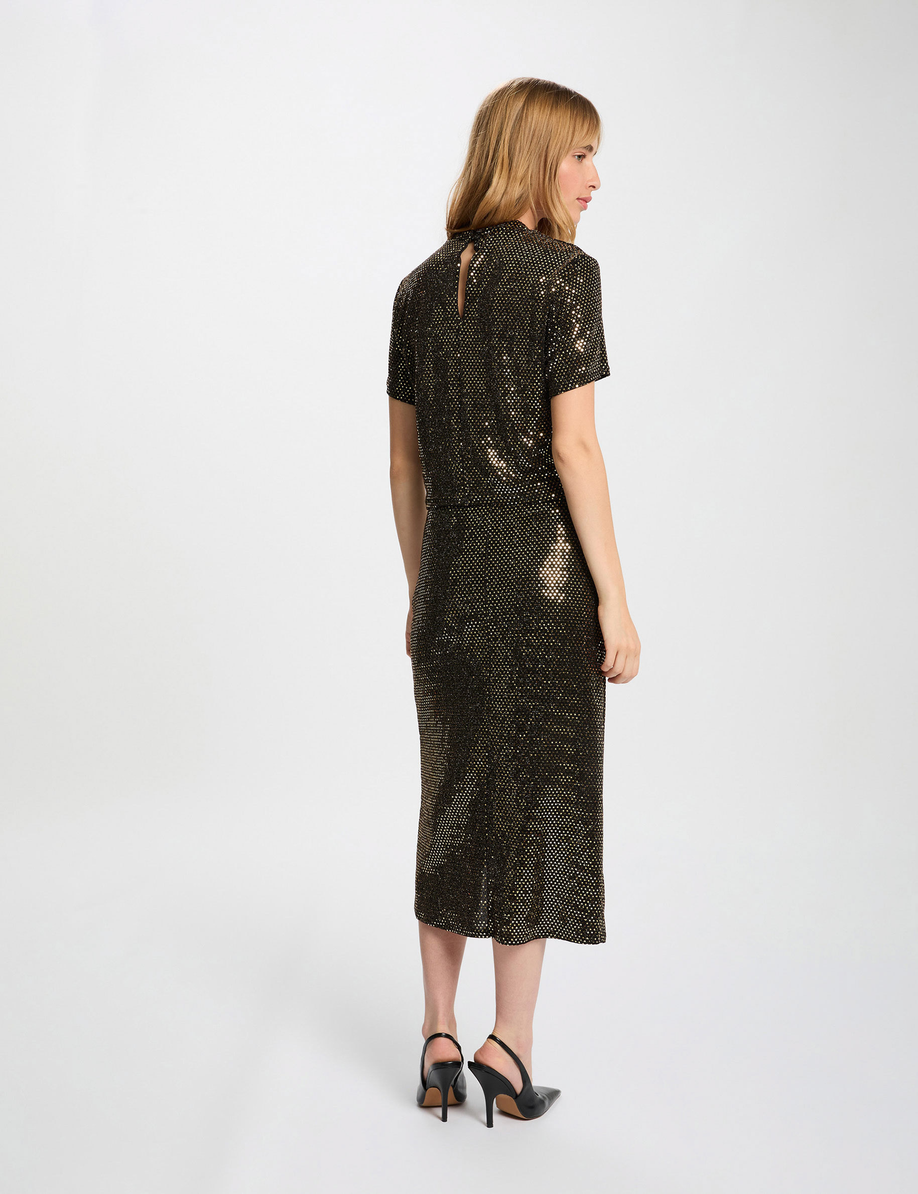 Jupe portefeuille ajustée jaune or femme