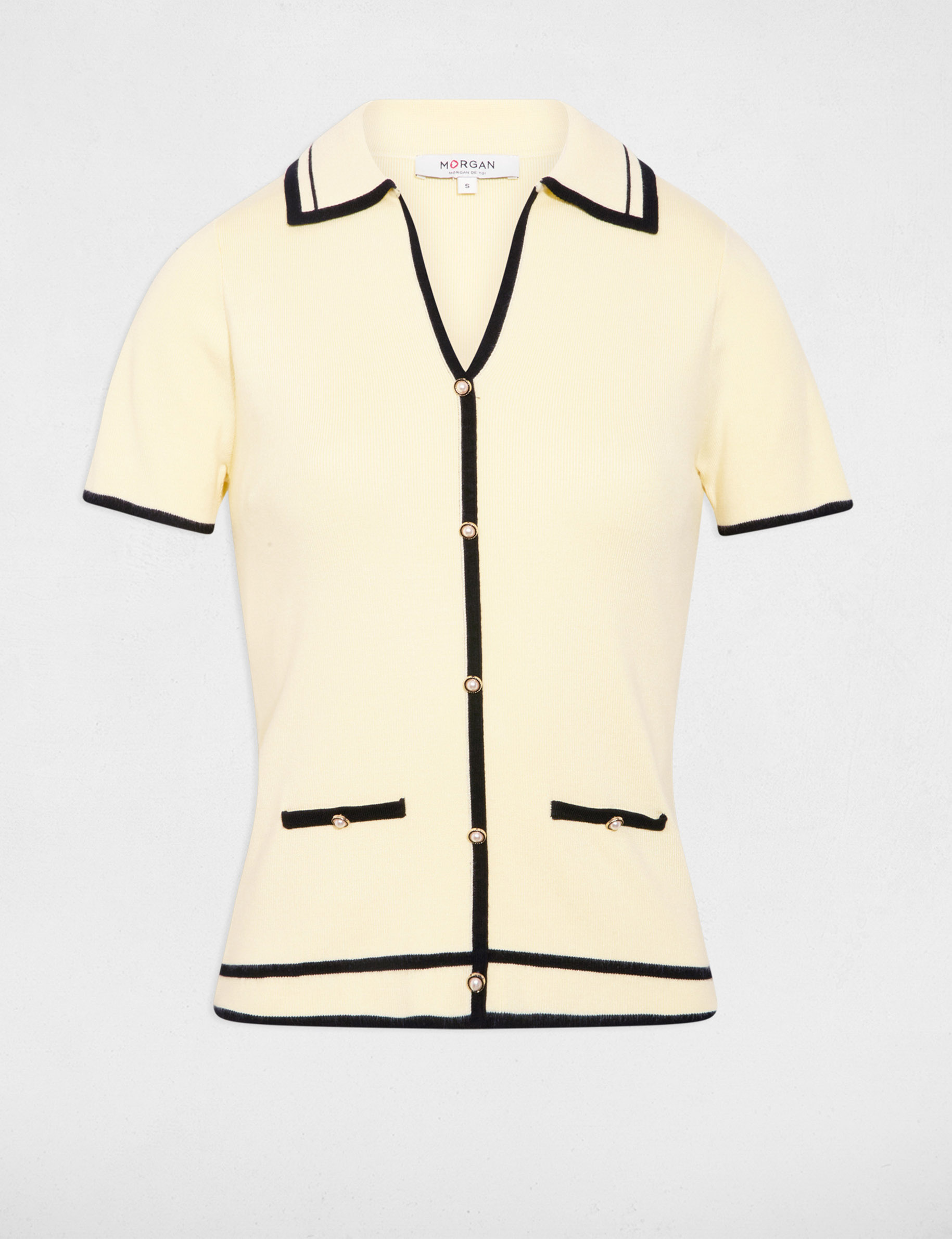 Striped fitted sweater pastel yellow women