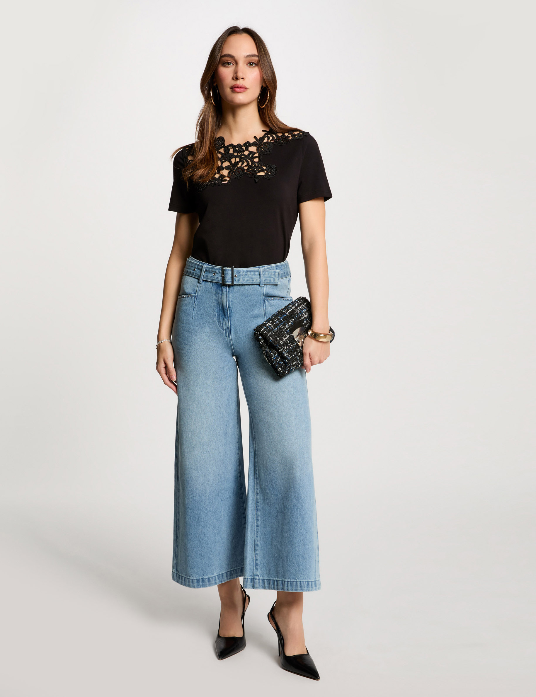 t shirt manches courtes noir femme T-shirt manches courtes noir femme
