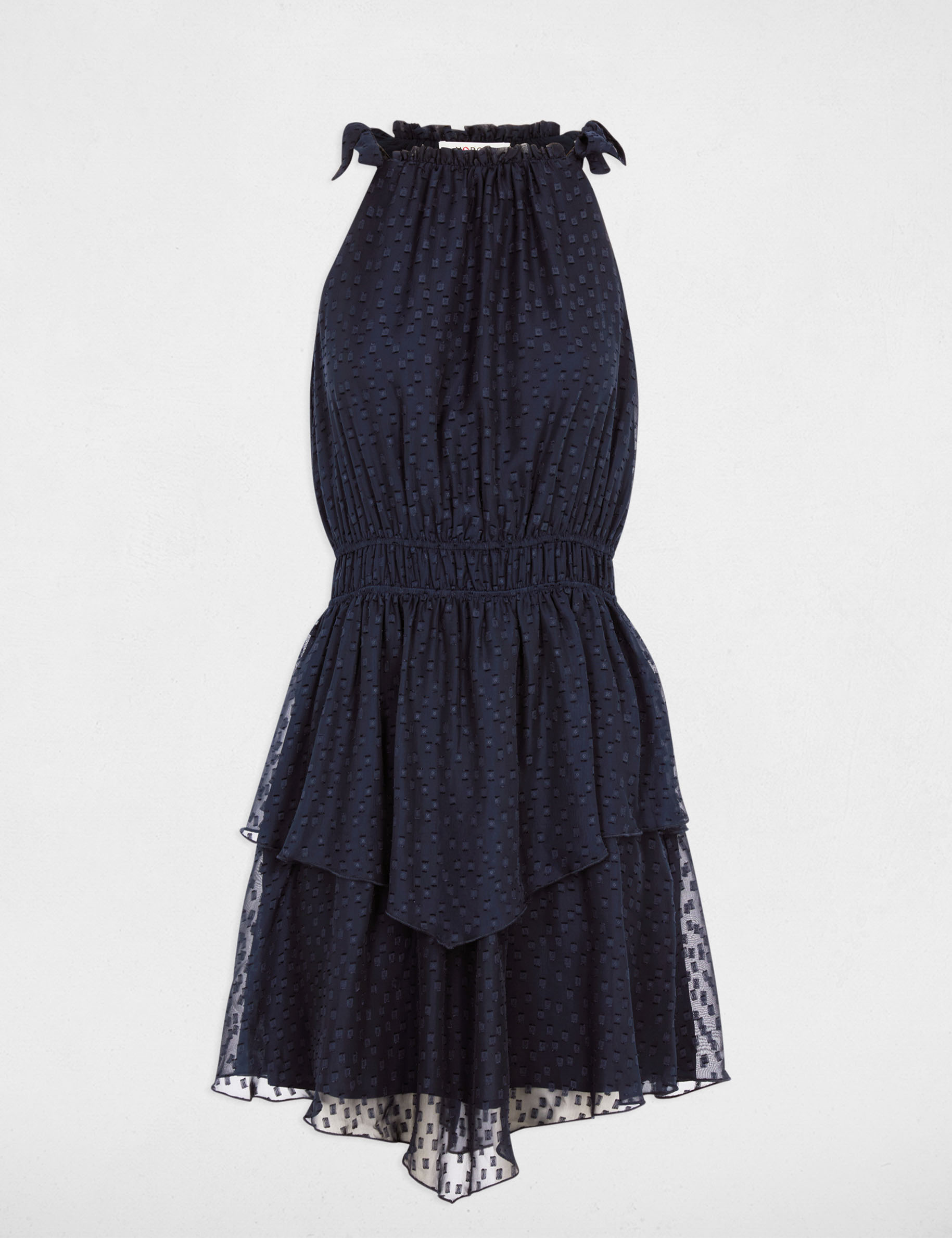Sheer dress with thin straps navy blue women