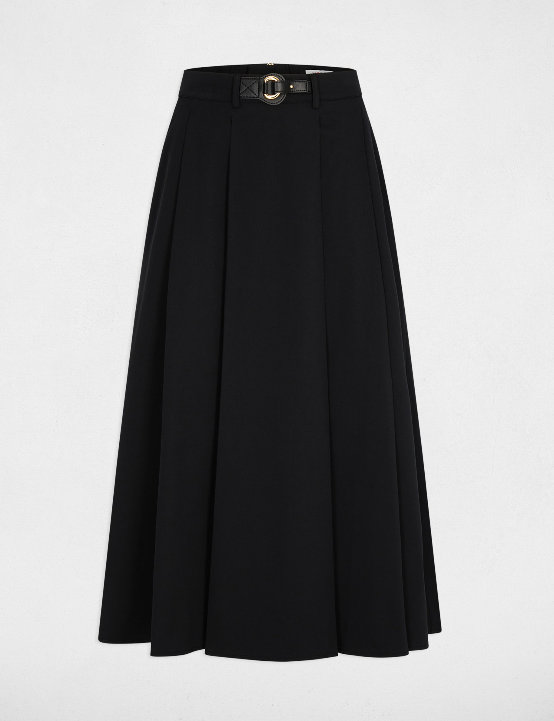high waisted flared skirt black women High-waisted flared skirt black women