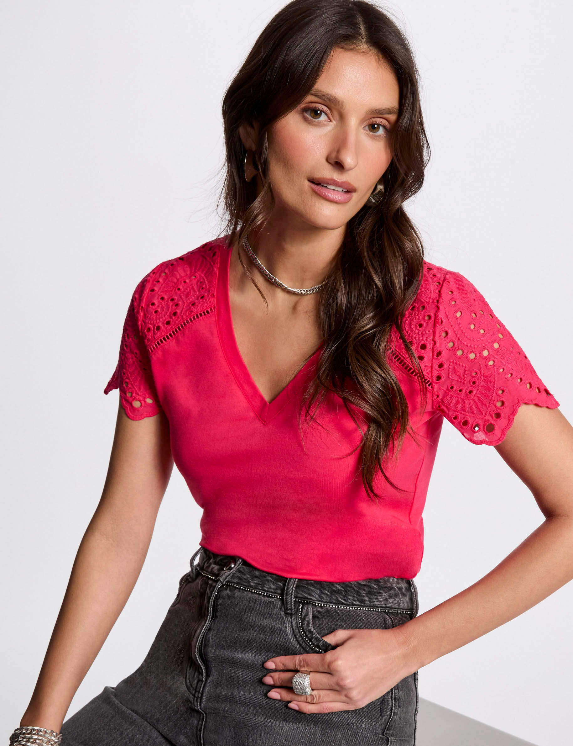 short sleeved t shirt fuchsia pink women Short-sleeved t-shirt fuchsia pink women