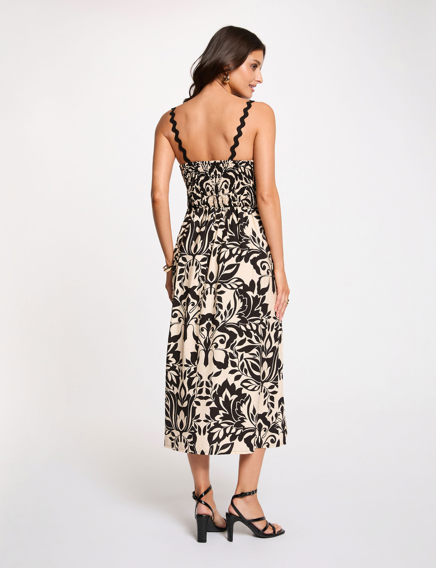 Mid-length dress with square neckline black women