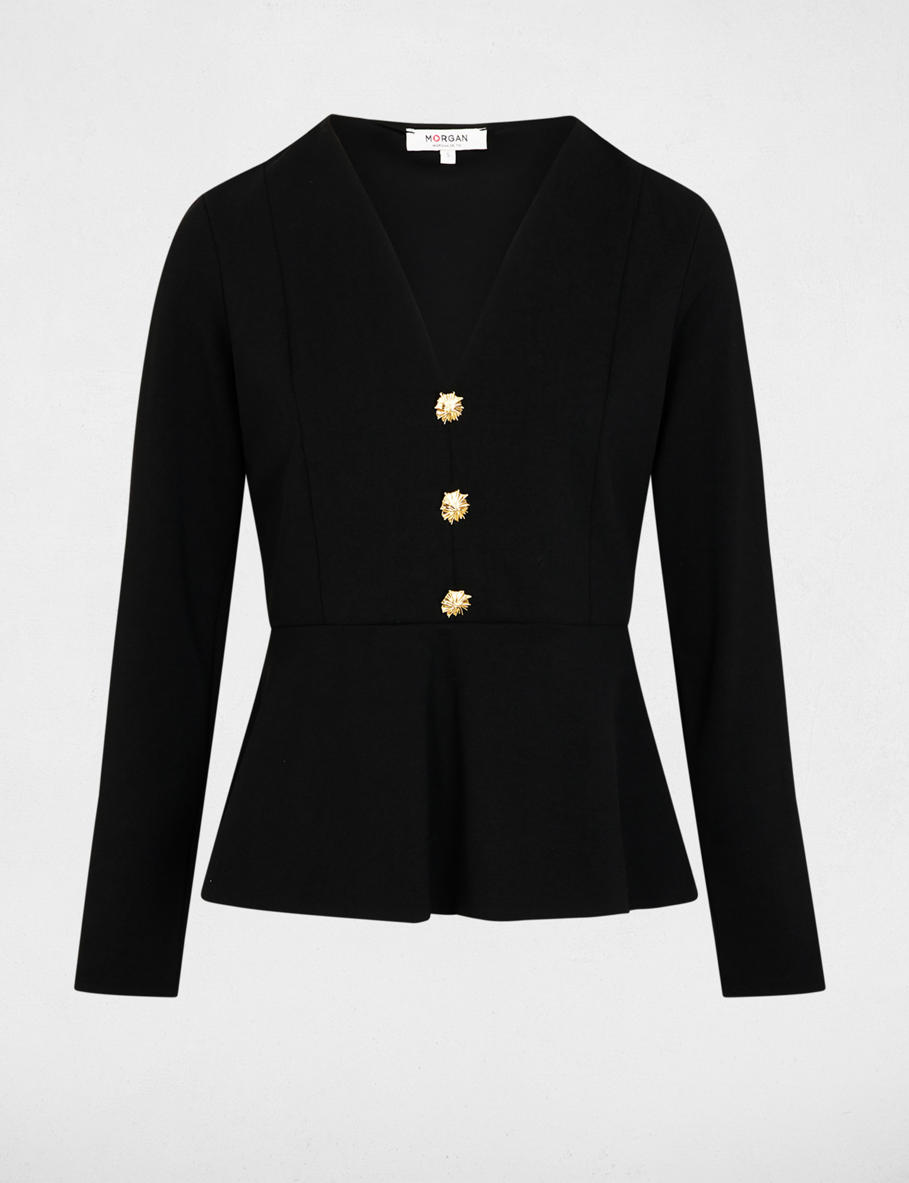 Fitted v-neck t-shirt black women