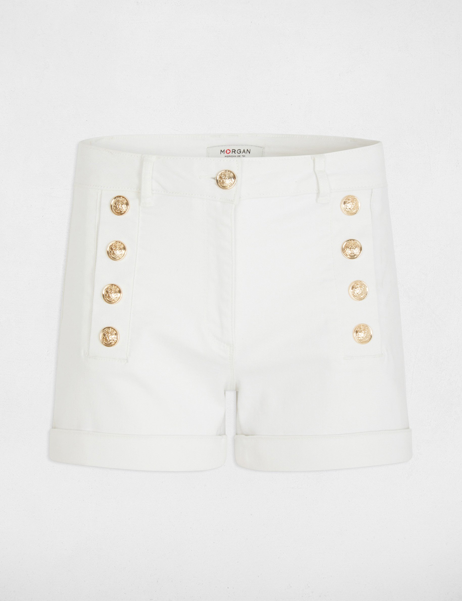 denim shorts with buttons white women Denim shorts with buttons white women