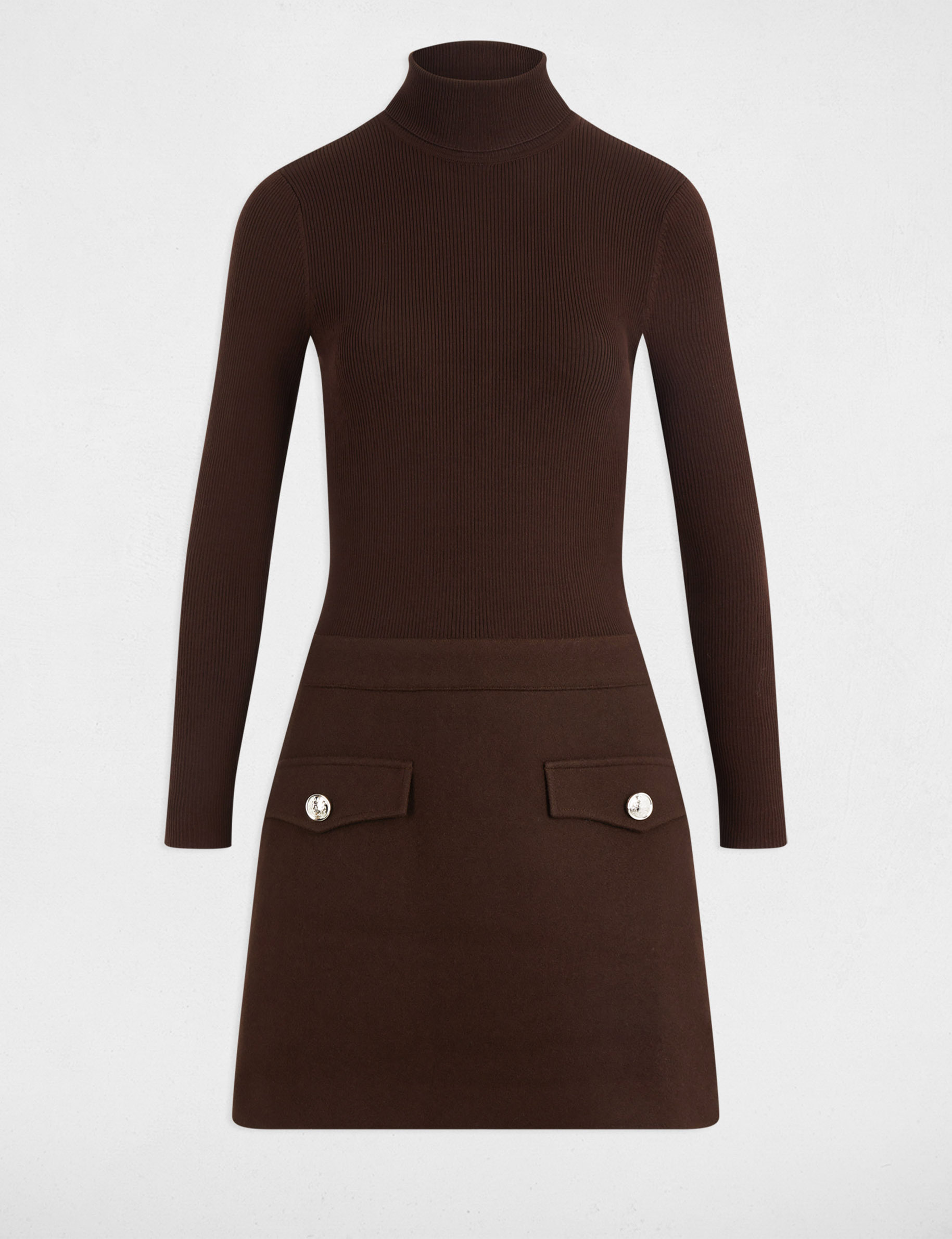 2 in 1 fitted mini dress dark brown women