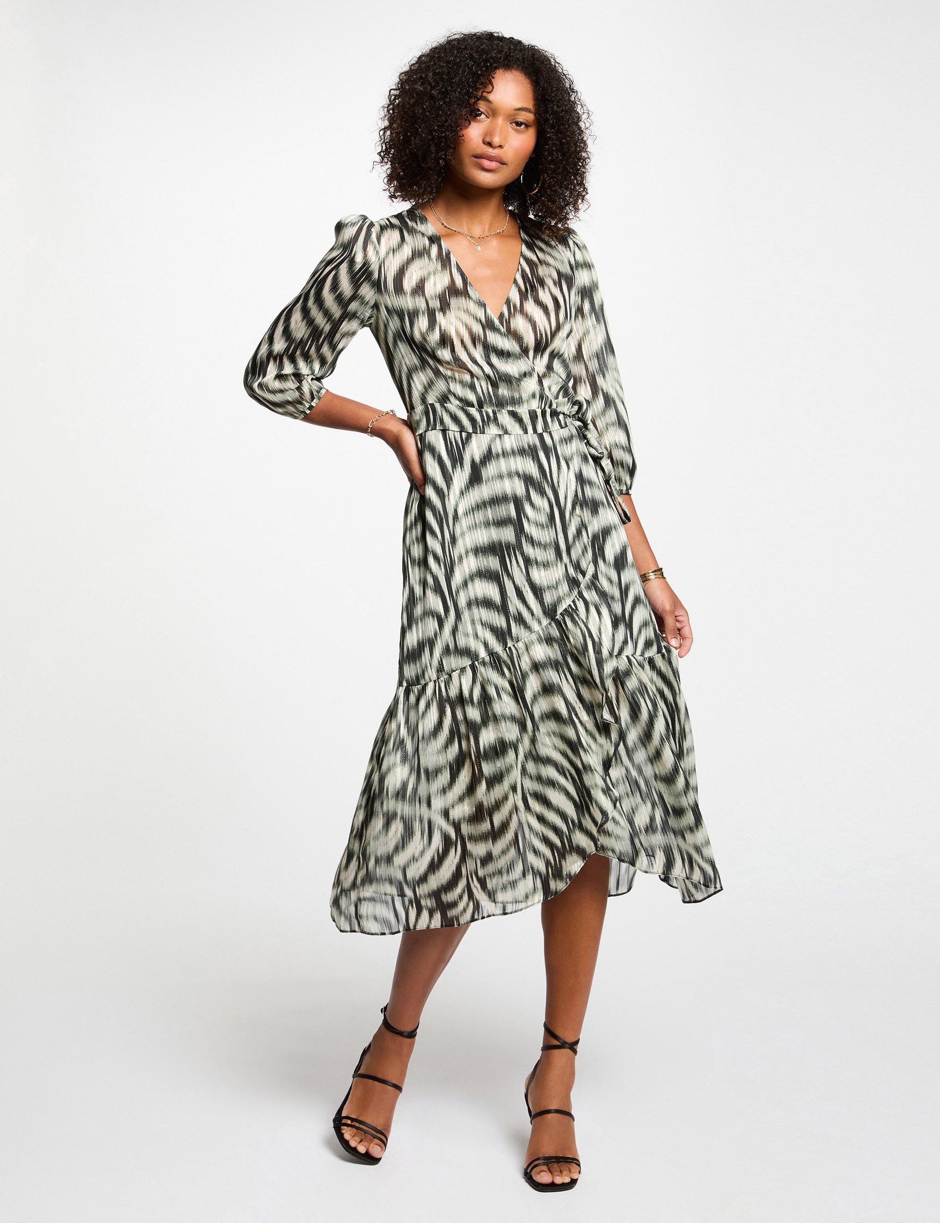 robe midi evasee imprimee multicolore femme Robe midi évasée imprimée multicolore femme