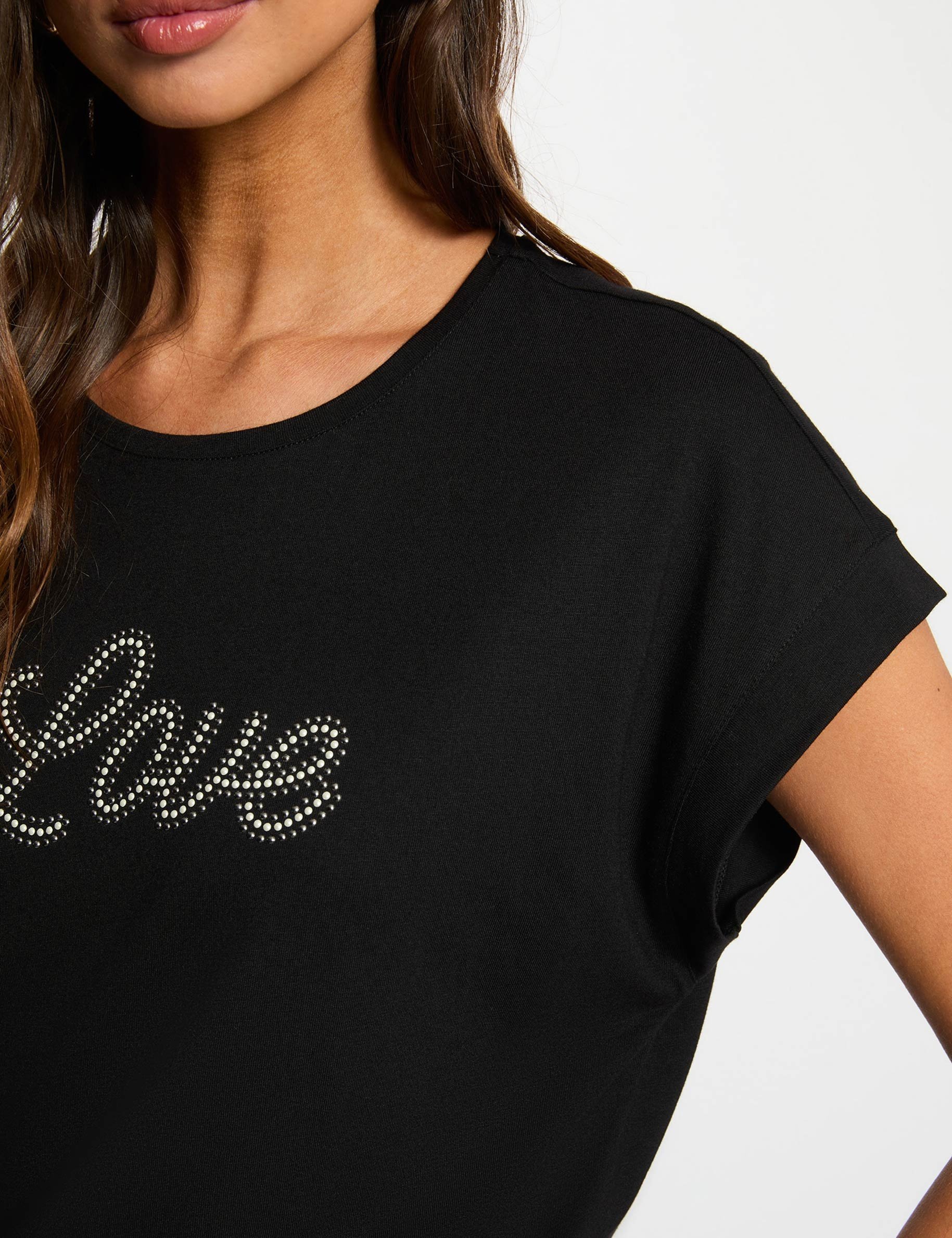v neck t shirt with rhinestones black women V-neck t-shirt with rhinestones black women