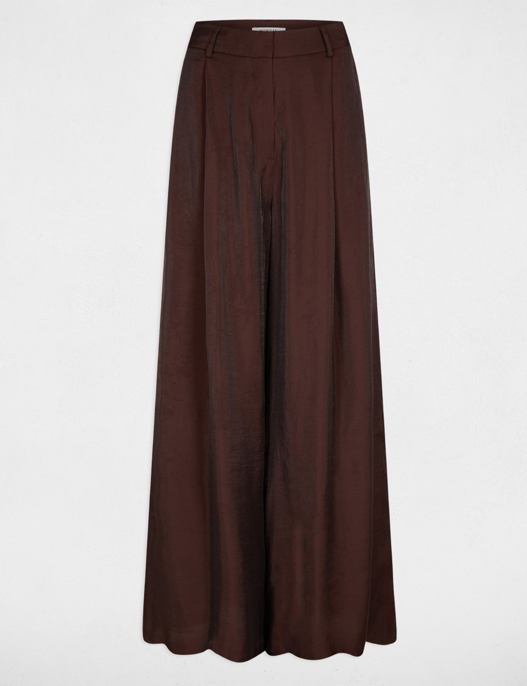 Wide-leg high-waisted trousers dark brown women