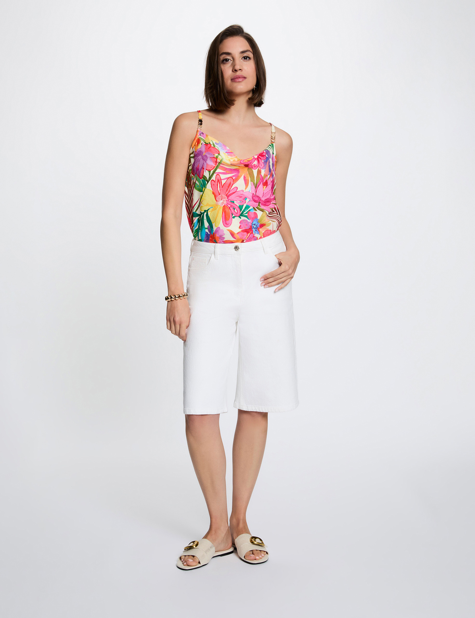 Satin cowl neck top multicolor women