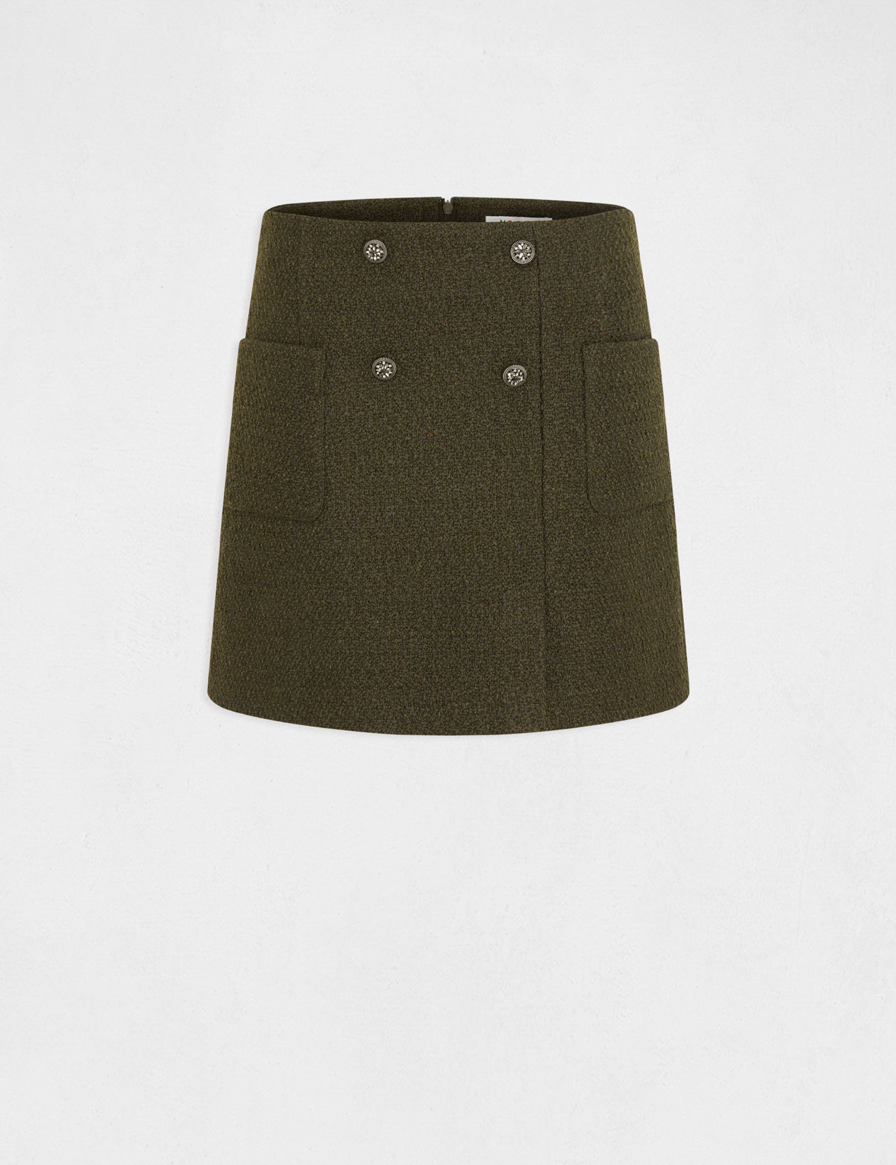 Straight skirt with buttons dark green women