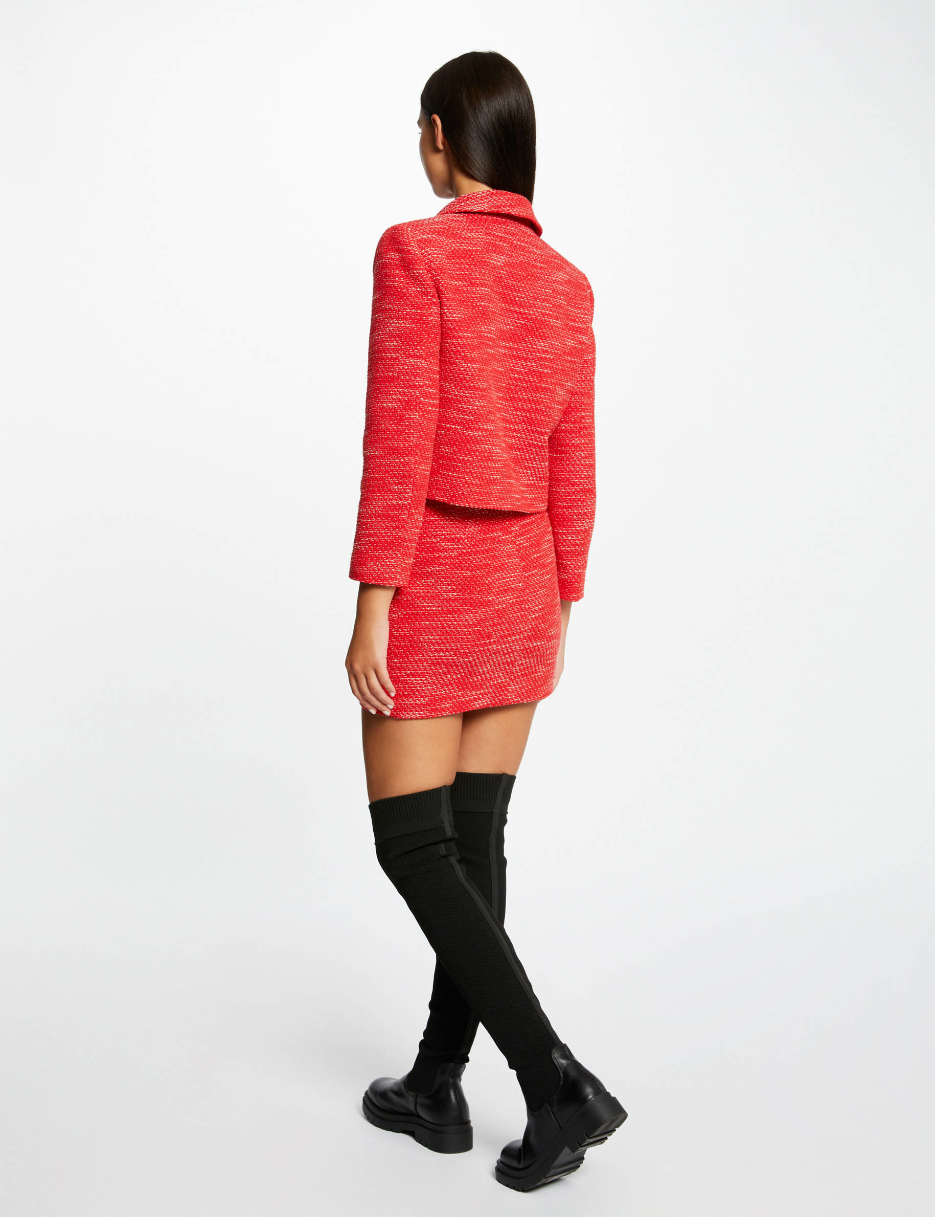Straight mini skirt red ladies'