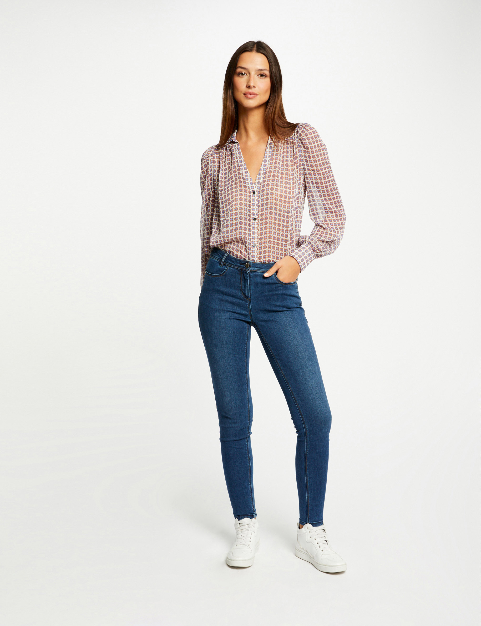 Long-sleeved printed shirt multico ladies'