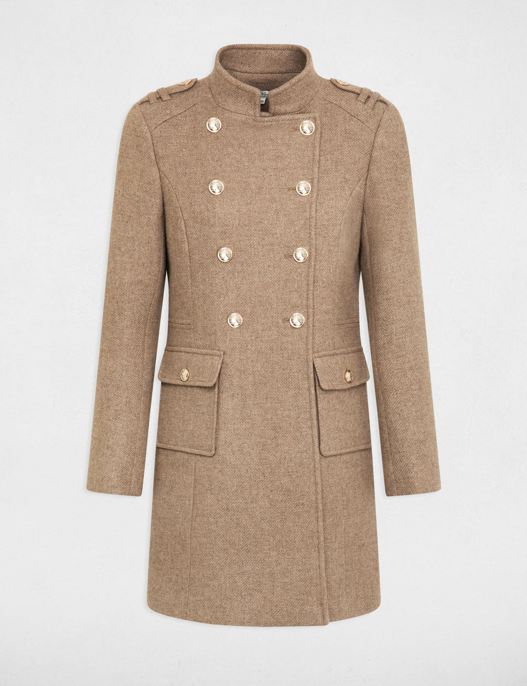 Long coat with buttons beige ladies'