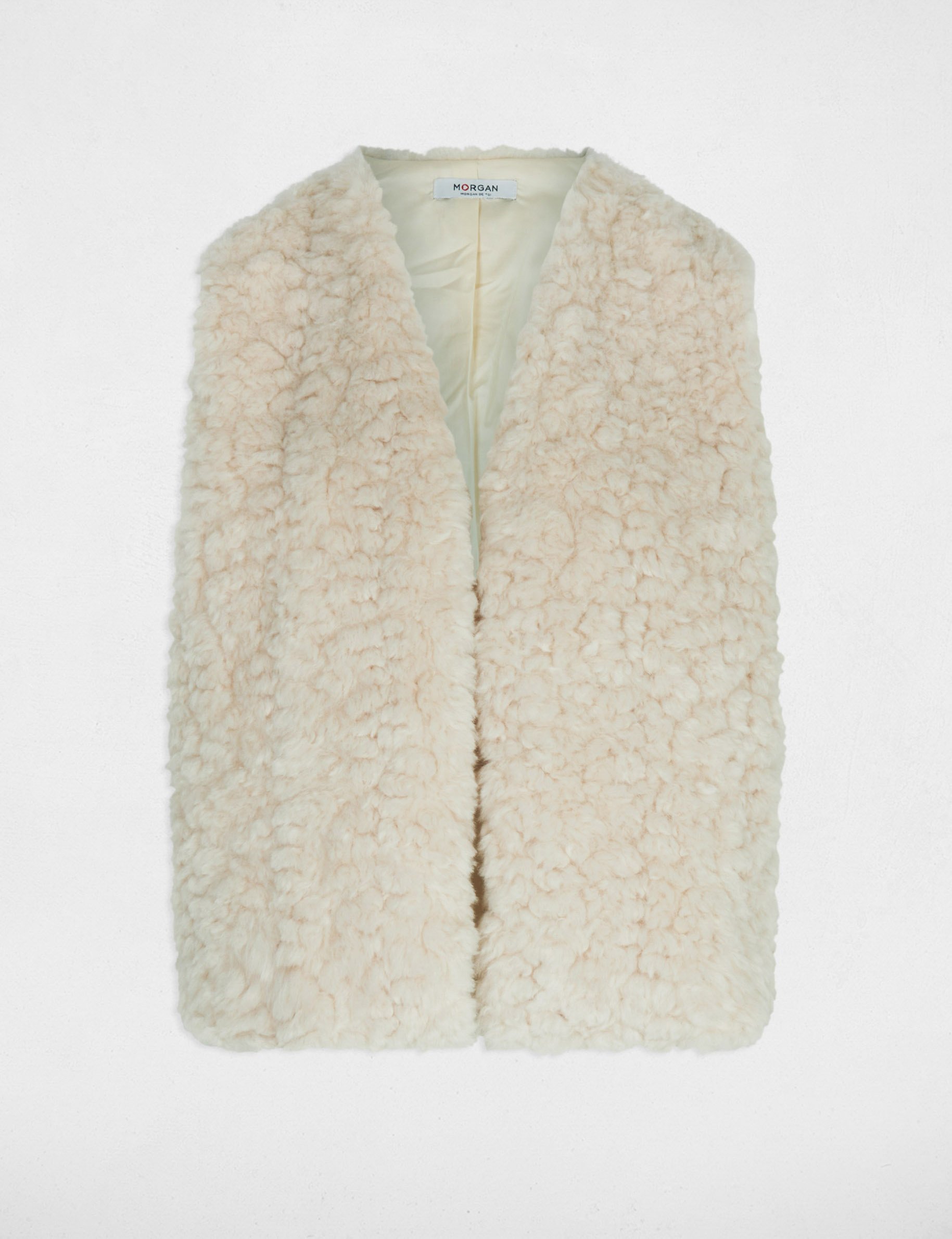 Faux fur gilet ivory women