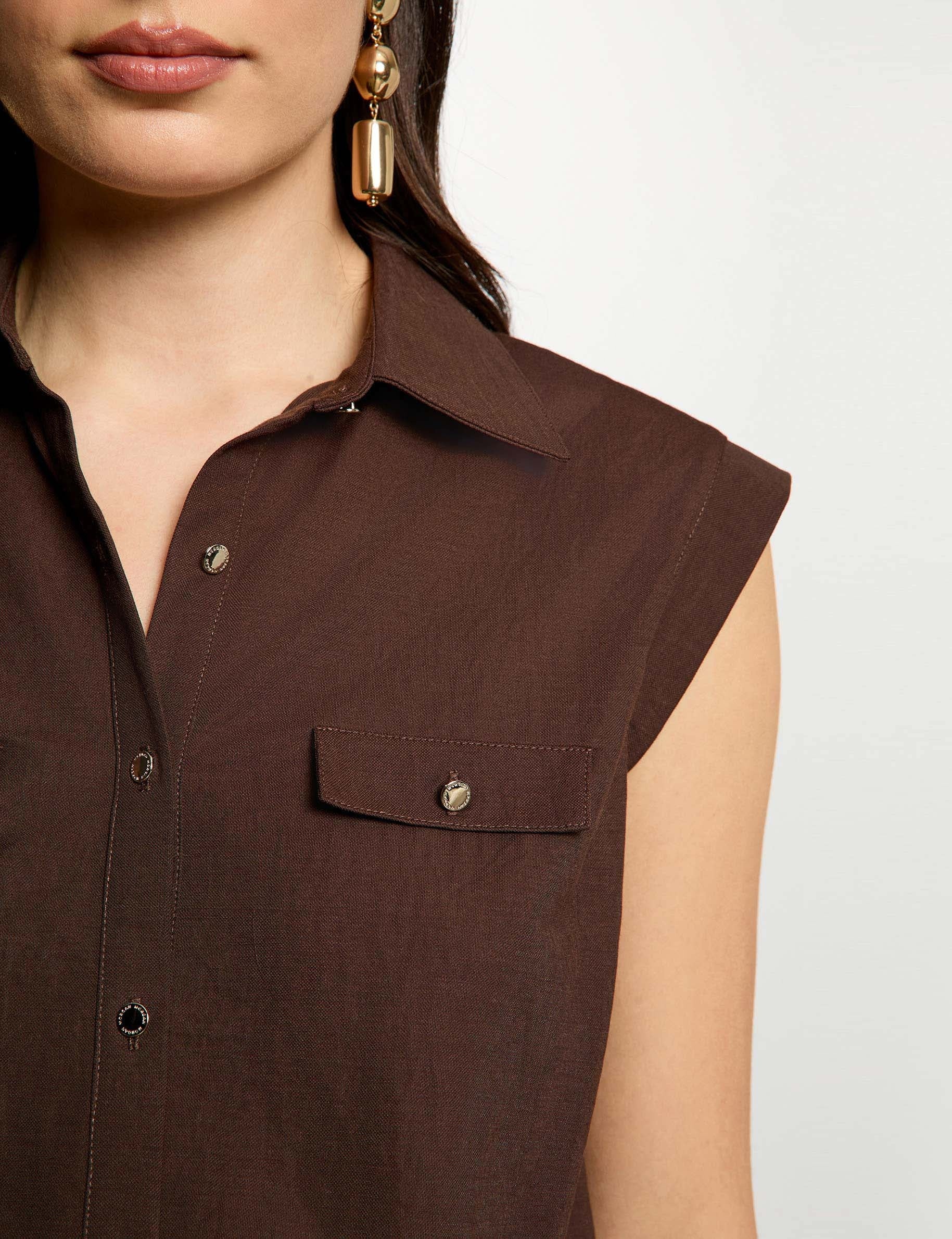 Sleeveless blouse dark brown women