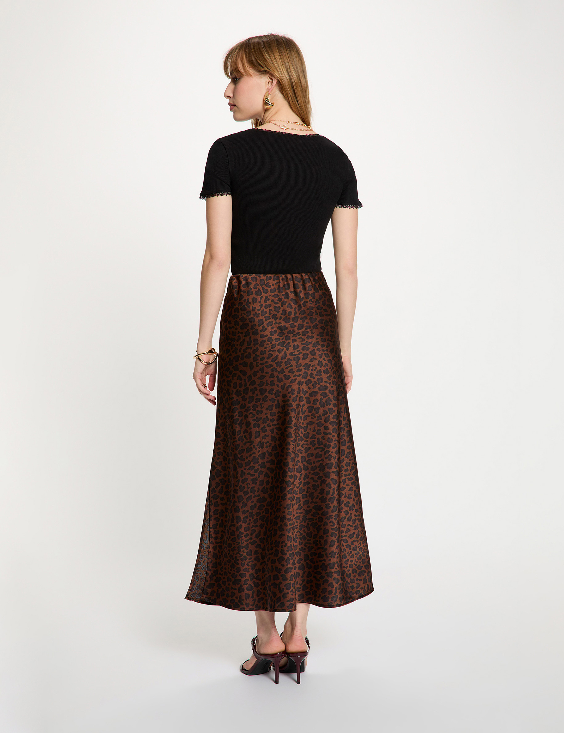 Satin long skirt multicolor women