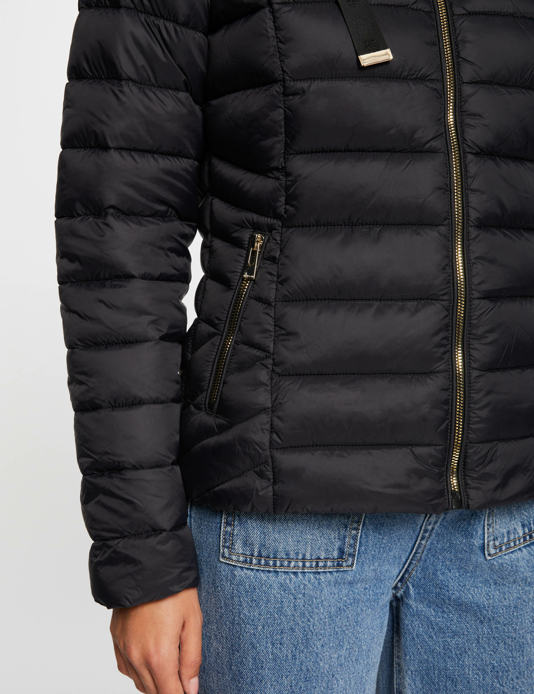 padded jacket with hood black women Padded jacket with hood black women