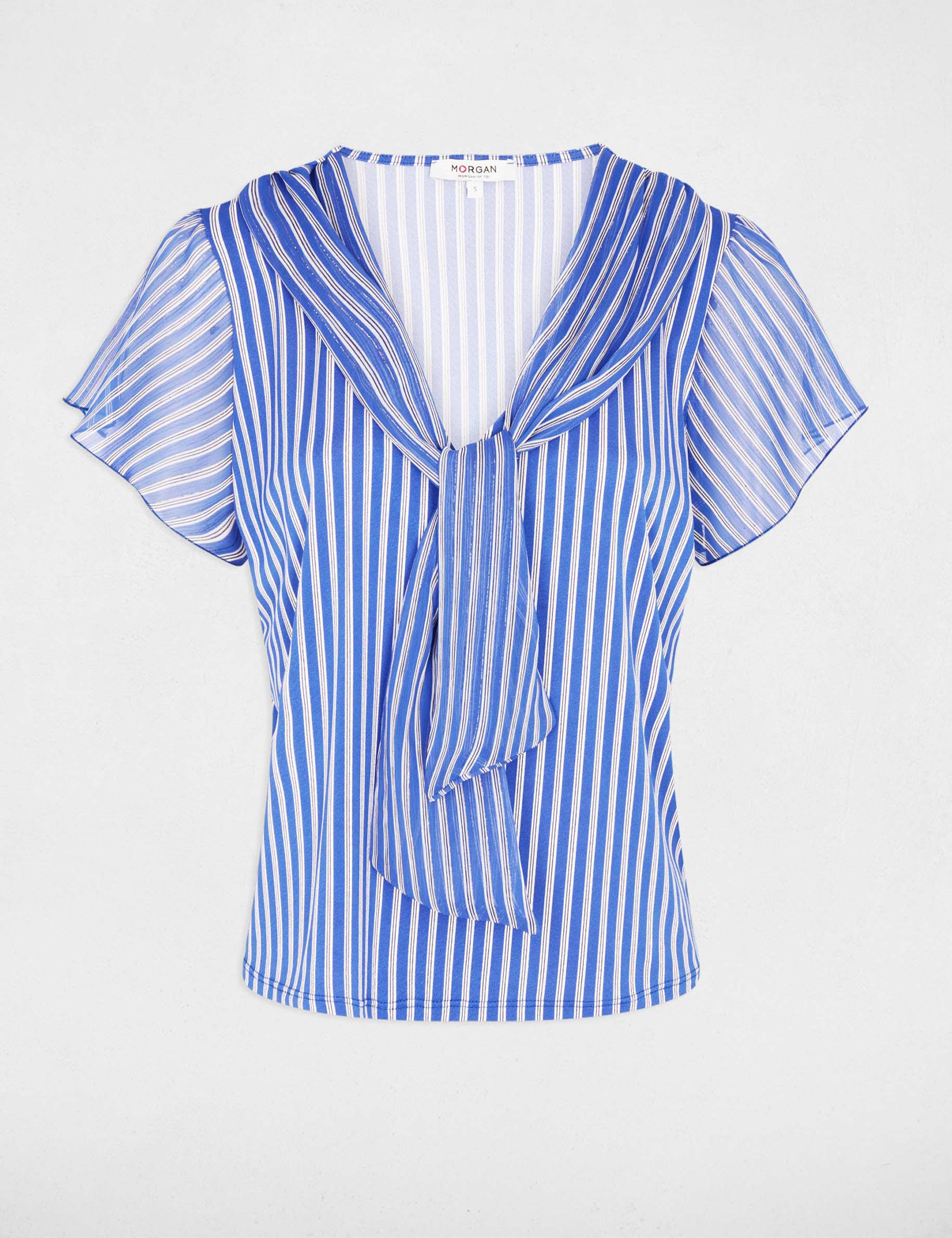 T-shirt with tie neck white women