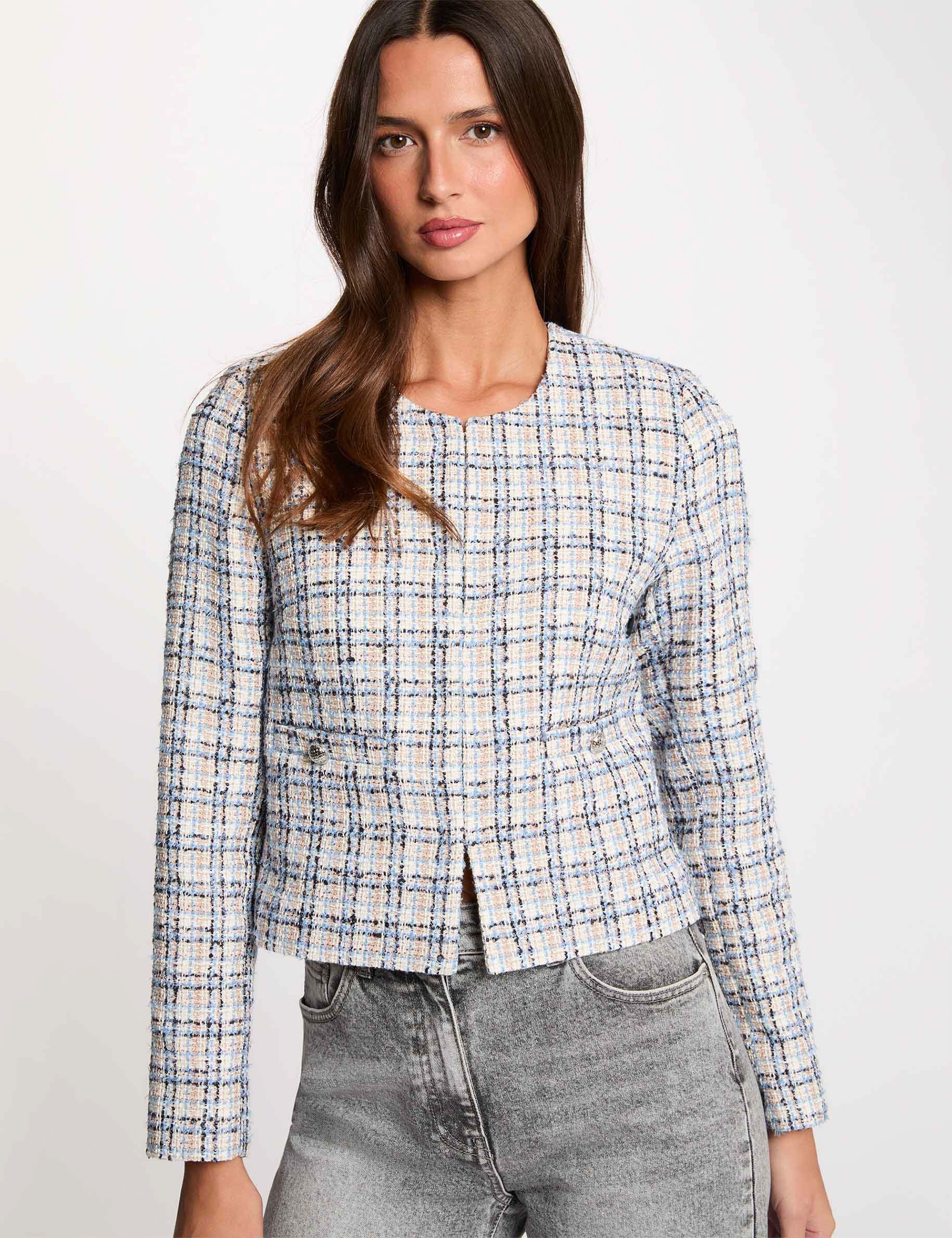 Fitted tweed jacket multicolor women