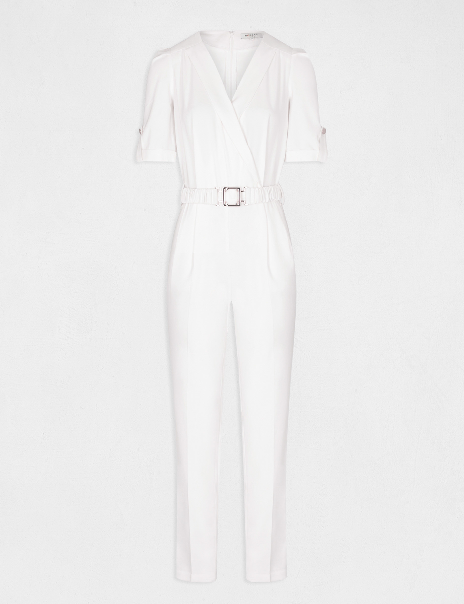 Straight belted jumpsuit ecru ladies' Straight belted jumpsuit ecru ladies'