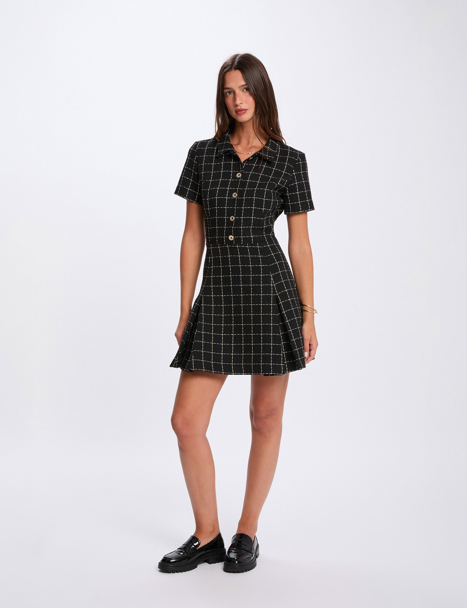 Fitted pleated dress black women