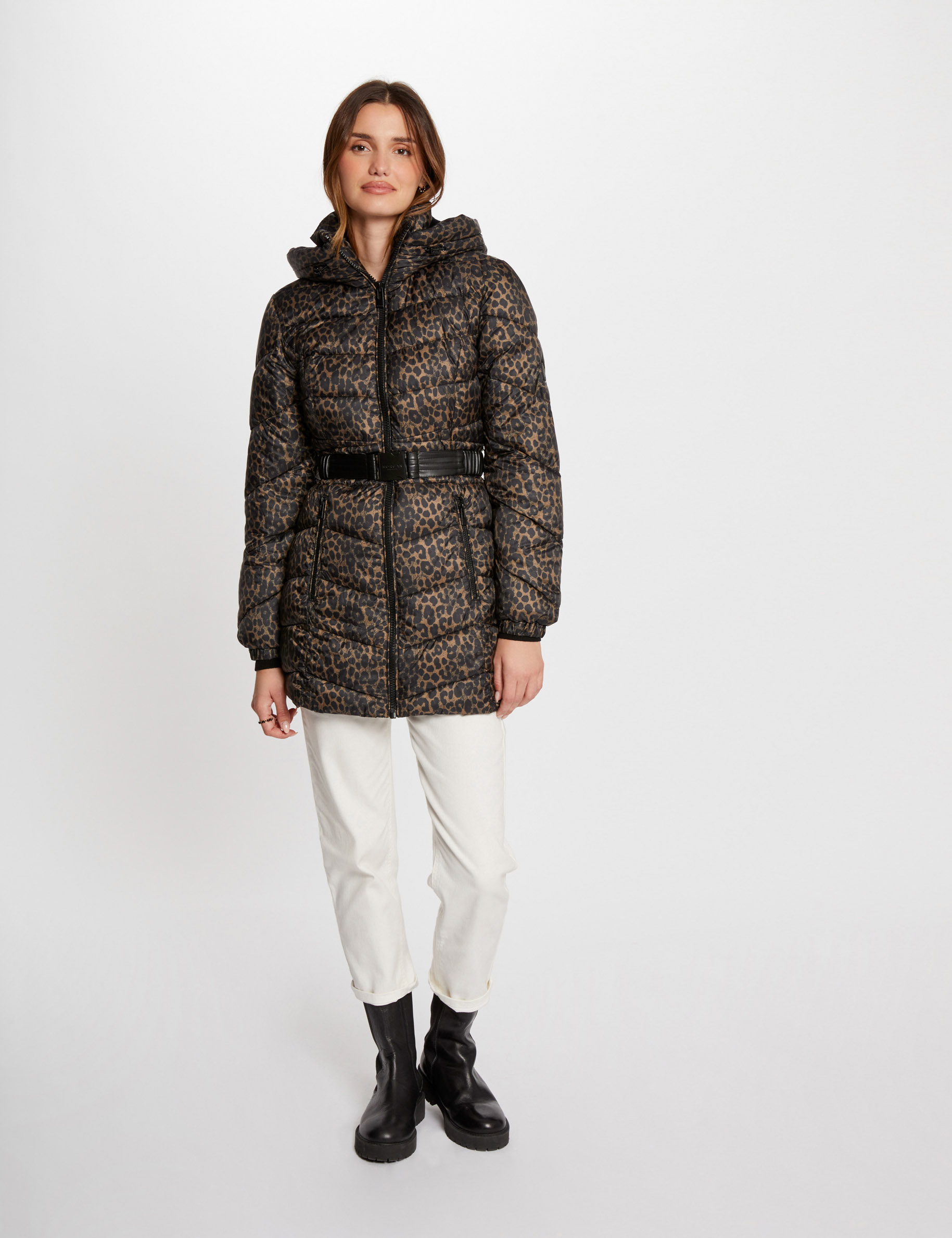 Printed padded jacket hood multicolored women Morgan